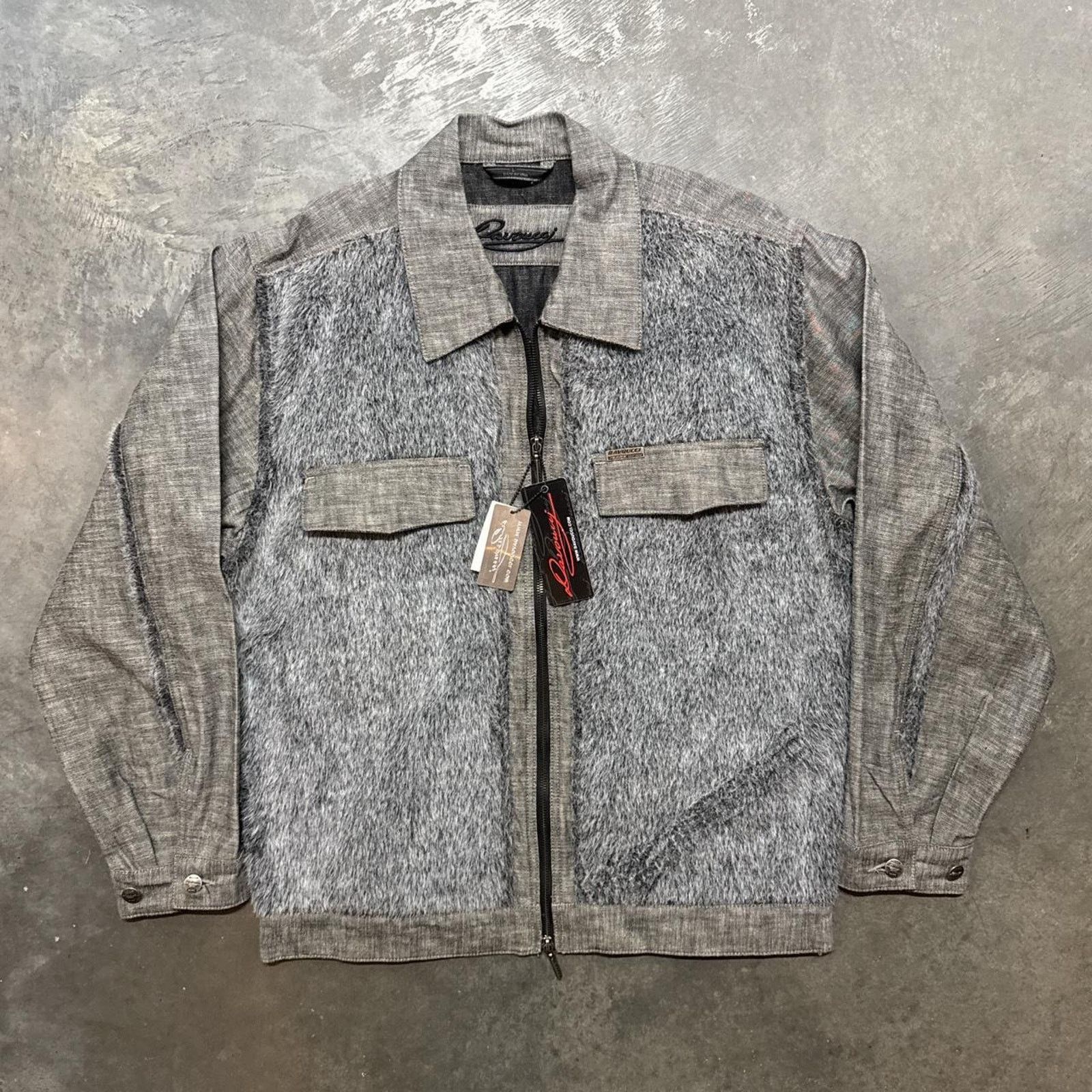 Japanese Brand × Vintage Vintage Davoucci Faux Fur HipHop Rap Denim Jean Jacket Size US L / EU 52-54 / 3 - 1 Thumbnail