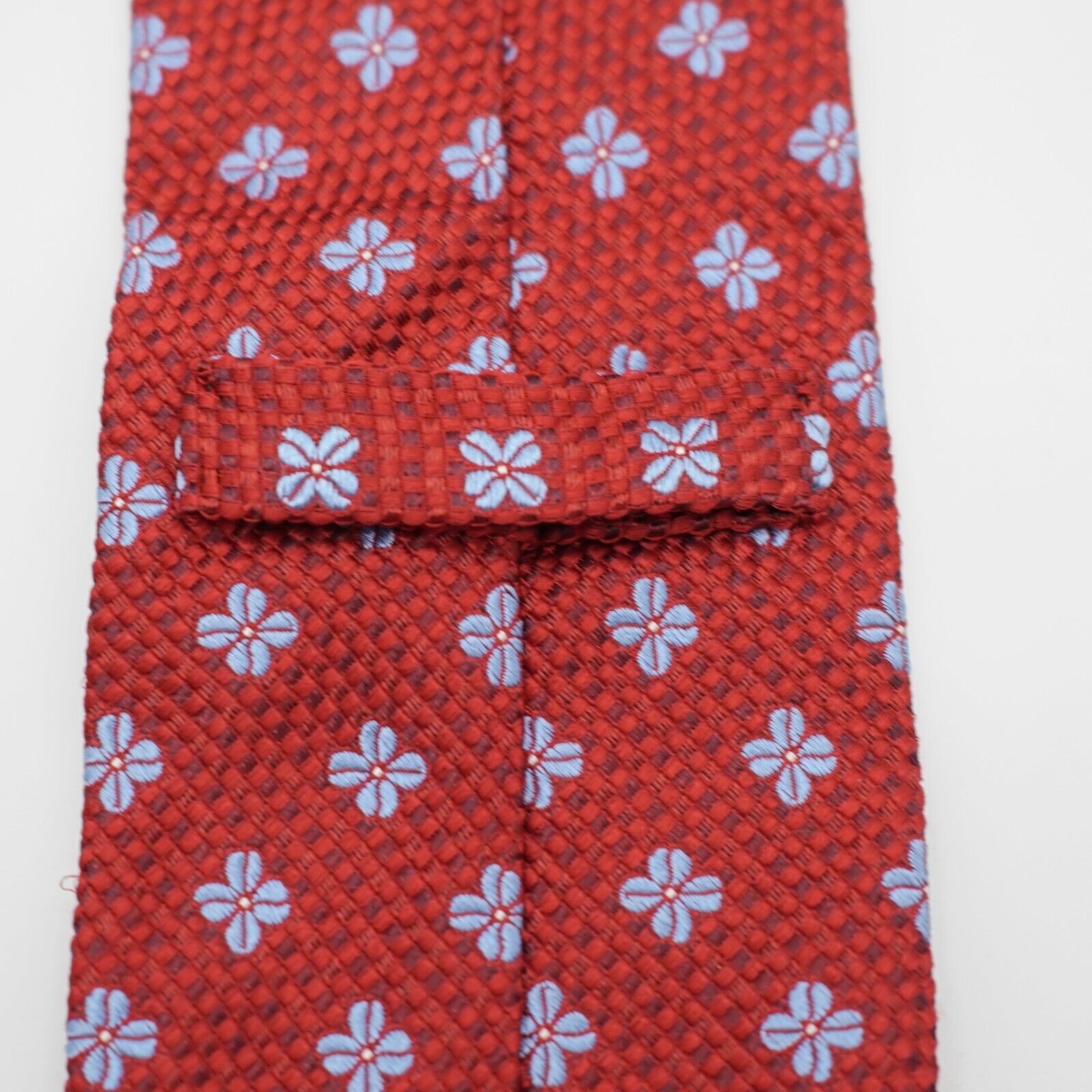 Hart Schaffner Marx Hart Schaffner Marx Red Blue Floral Geometric Woven Silk Tie Size ONE SIZE - 4 Thumbnail