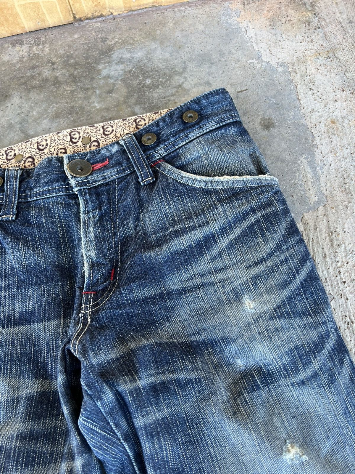 Edwin Vintage Flare Edwin 503 Blue Trip Distress Jean Size US 31 - 12 Thumbnail