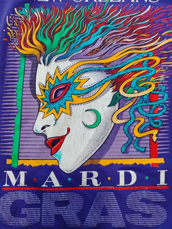 Hanes Vintage 80s Mardi Gras New Orleans T-Shirt Size US L / EU 52-54 / 3 - 1 Thumbnail