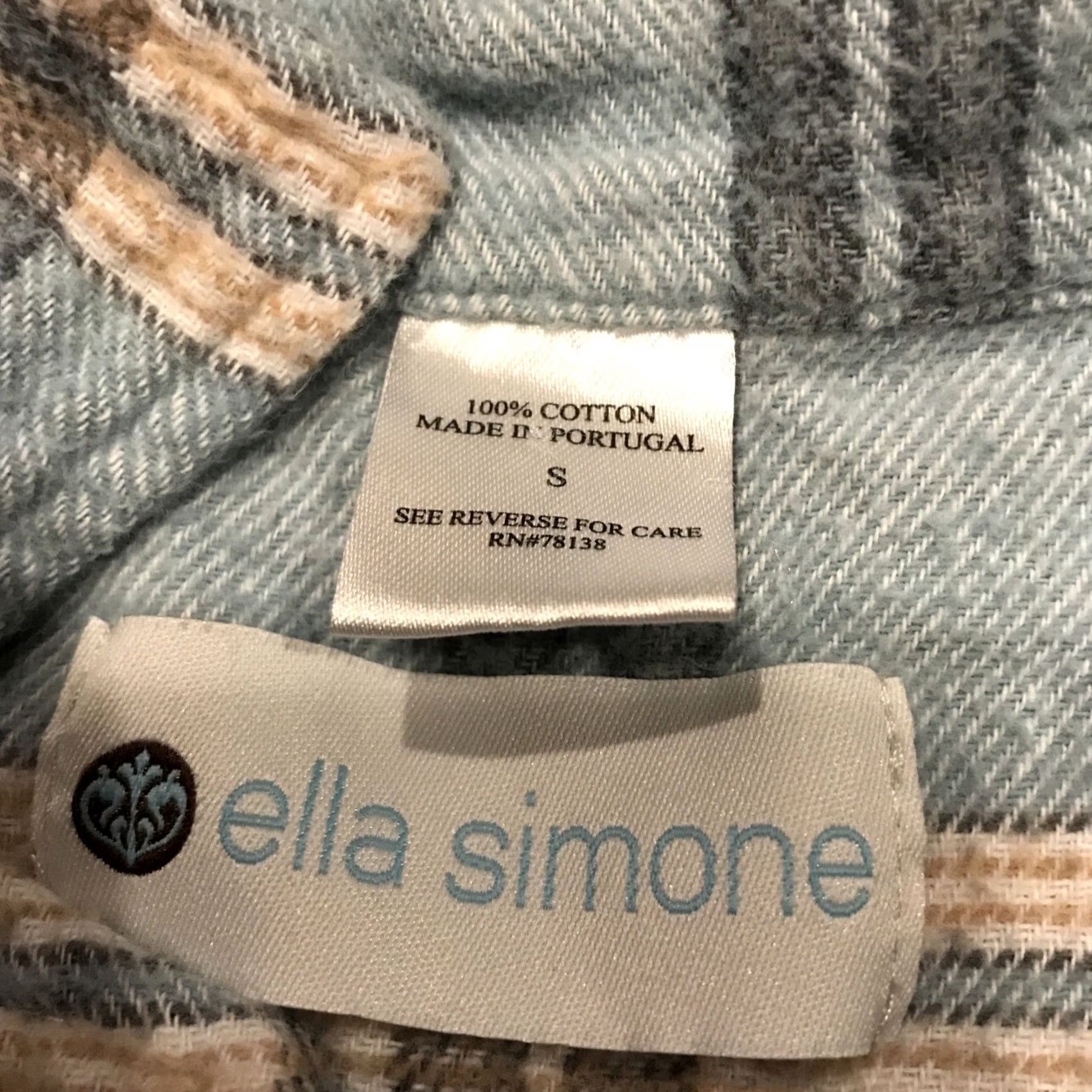 Vintage Ella Womens Button-Up Shirt Blue Plaid Flannel 100% Cotton Long Sleeve S Size Regular Size S / US 4 / IT 40 - 2 Thumbnail