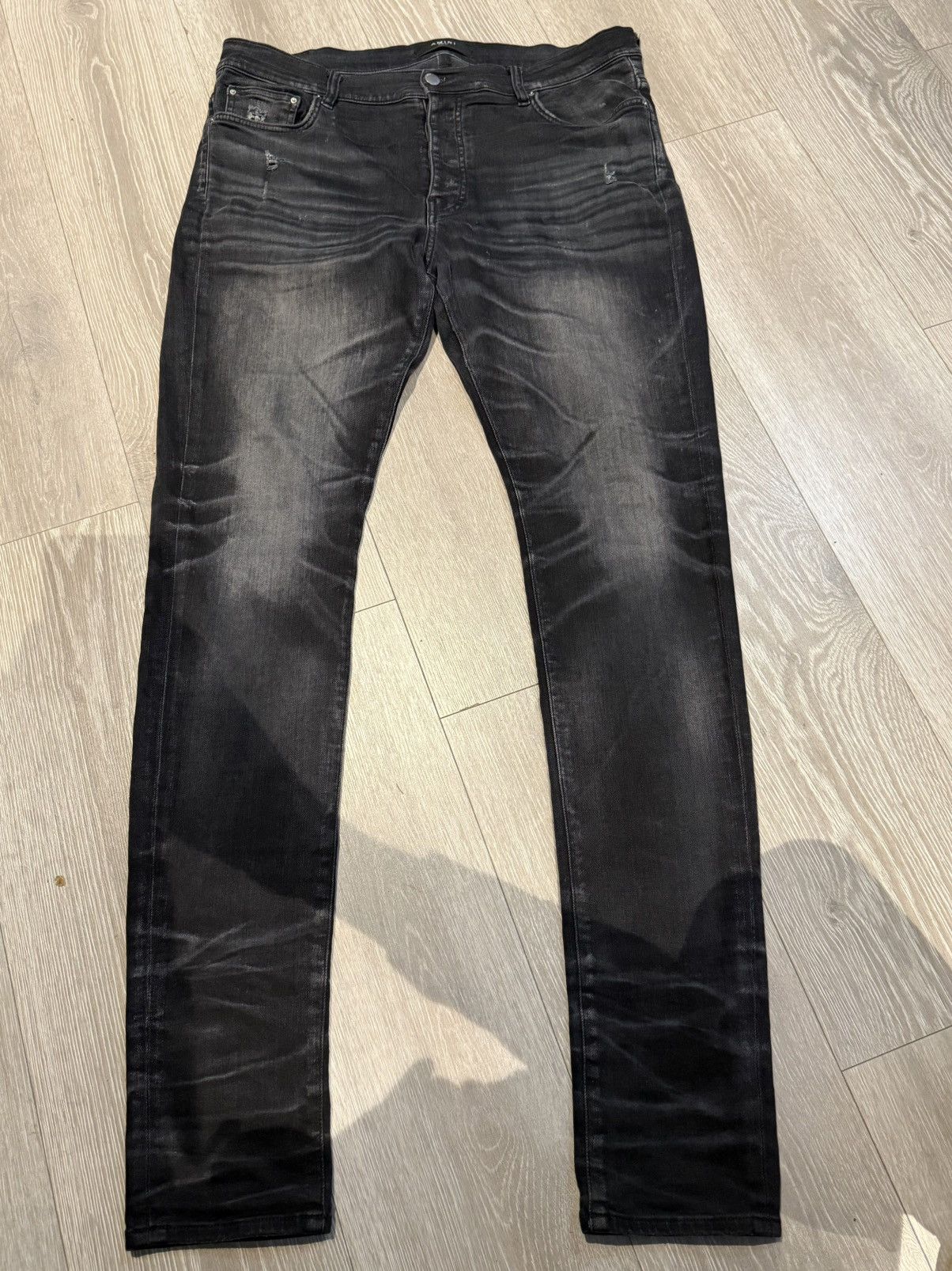 Amiri Amiri Grey Stacked Skinny Jeans Size US 38 / EU 54 - 1 Thumbnail