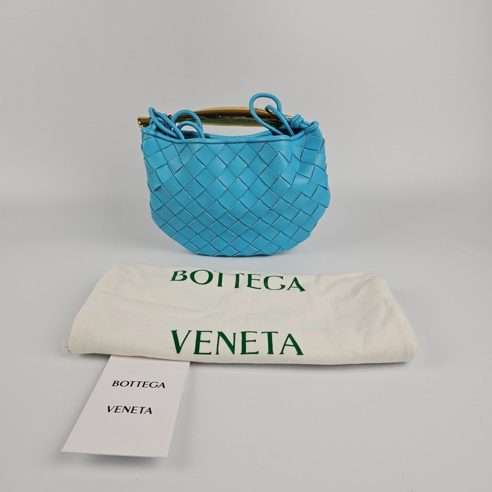 BOTTEGA VENETA Baby Sardine $3600 Blue Leather Crossbody Bag