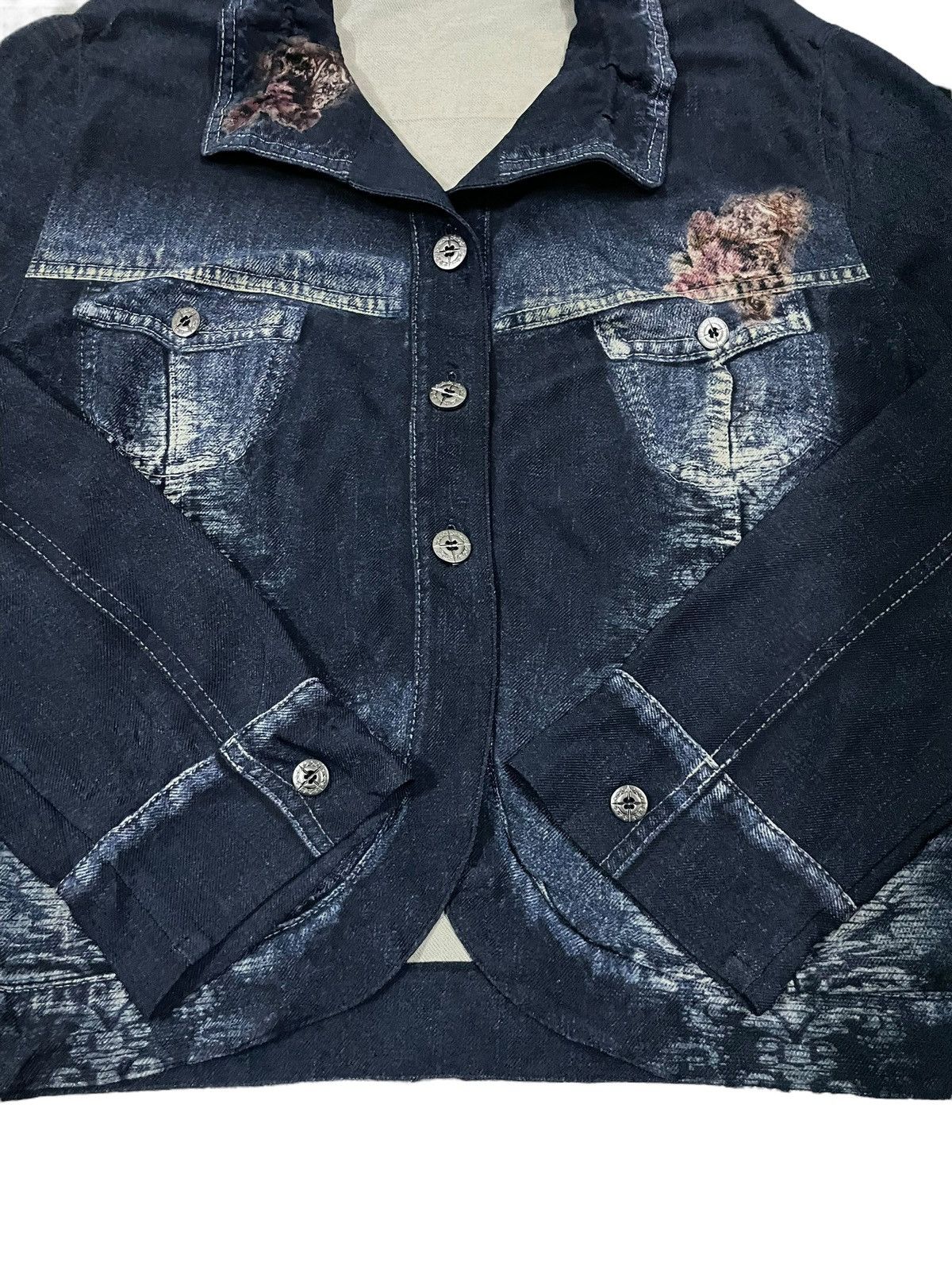 Christian Audigier Vintage Japanese Brand Denim Floral Art Style ButtonUp Shirt Size M / US 6-8 / IT 42-44 - 3 Thumbnail