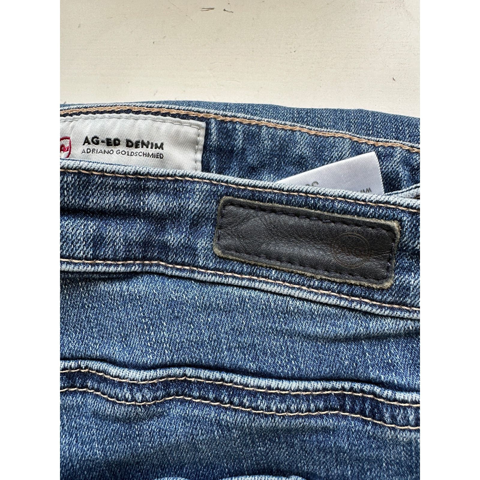 AG Adriano Goldschmied AG Dark Wash Whiskered Prima Cigarette Leg Jeans 30 Size 30" / US 8 / IT 44 - 11 Thumbnail