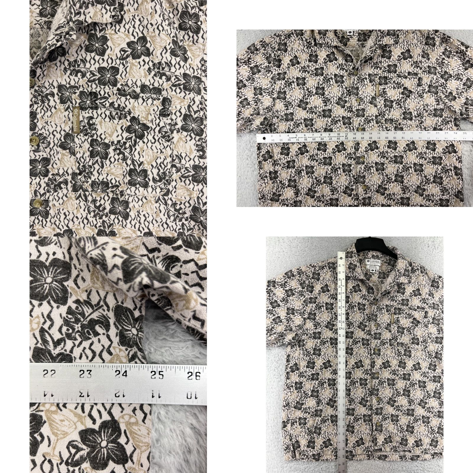 Vintage Columbia Shirt Men Large Beige Floral Cocktail Print Hawaiian Viscose Blend Size US L / EU 52-54 / 3 - 8 Thumbnail