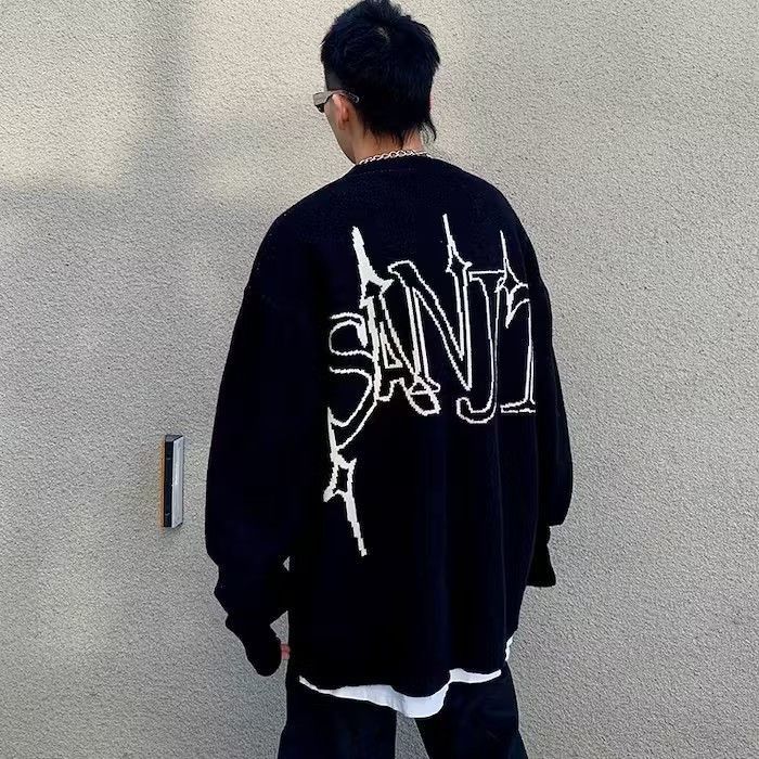 Broken Hearth Graphic Black Knit Sweater