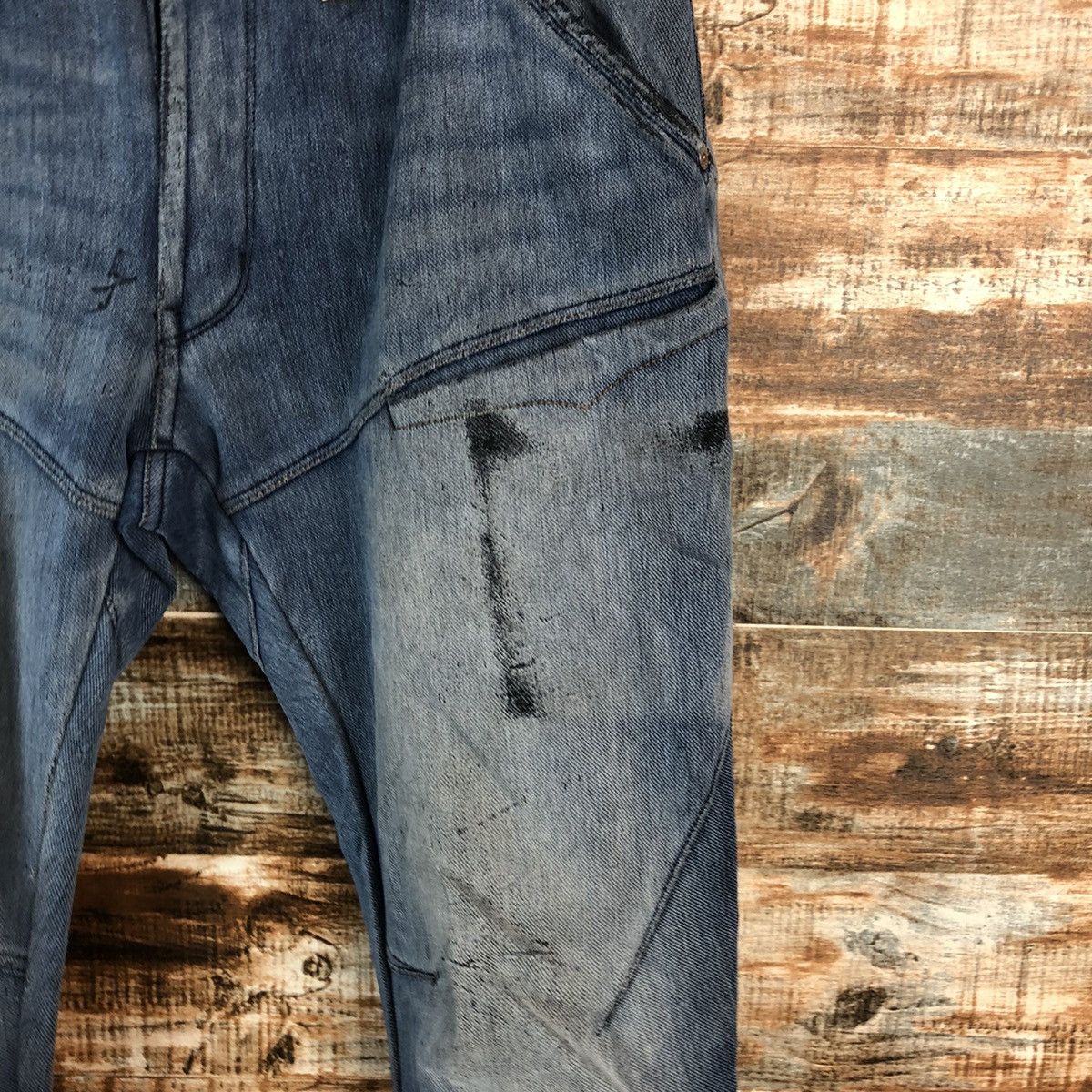 Japanese Brand Field Core Blue ripped Distressed Denim cargo Pants #A2126 Size US 29 - 10 Thumbnail
