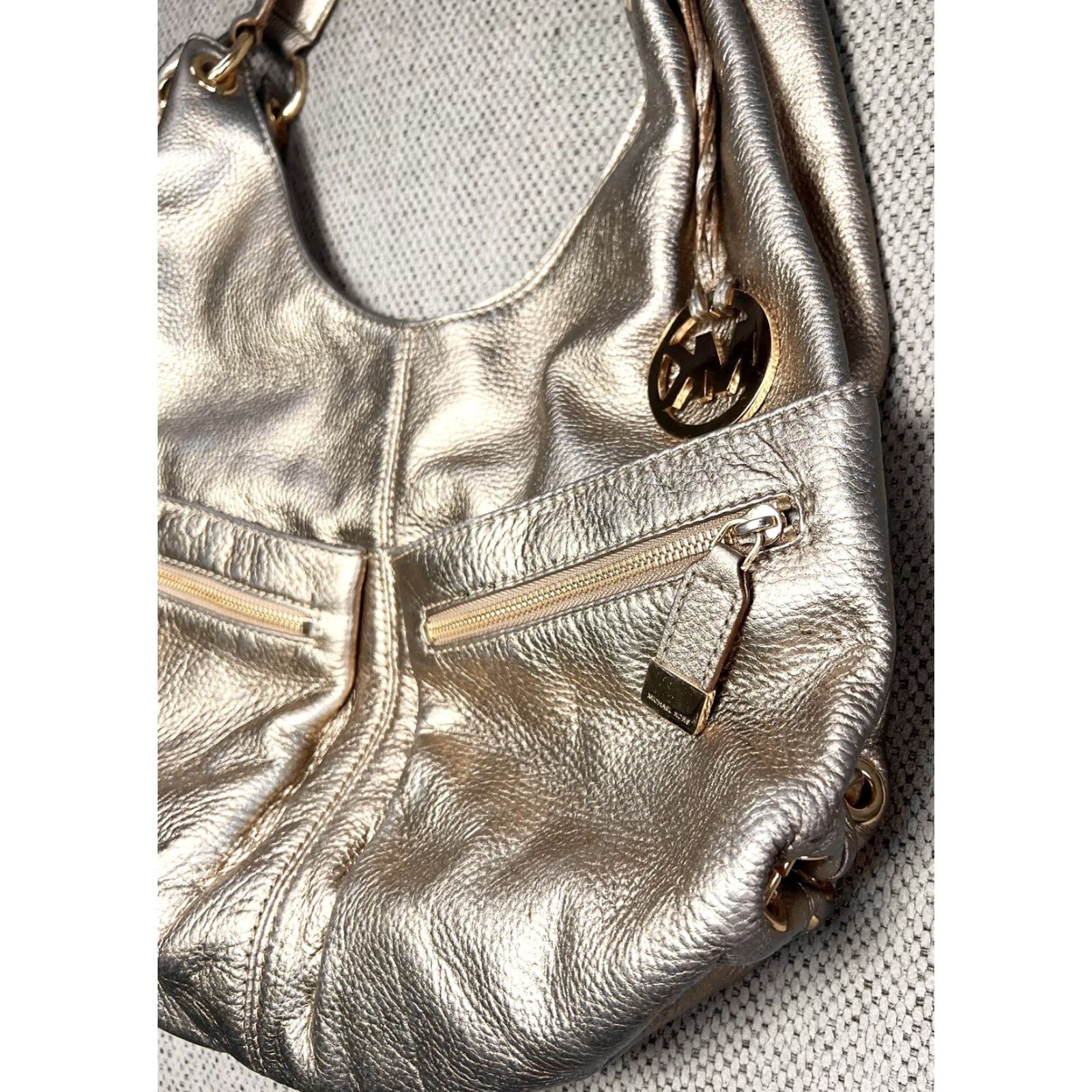 Michael Kors MICHAEL KORS Layton Gold Leather Bag Purse Hobo Women's Size ONE SIZE - 3 Thumbnail