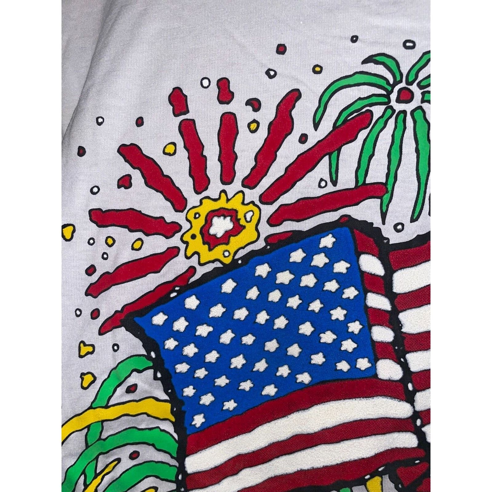 Jerzees Vintage July 4th Shirt Fireworks USA America Graphic Tee 90s Size US L / EU 52-54 / 3 - 2 Thumbnail