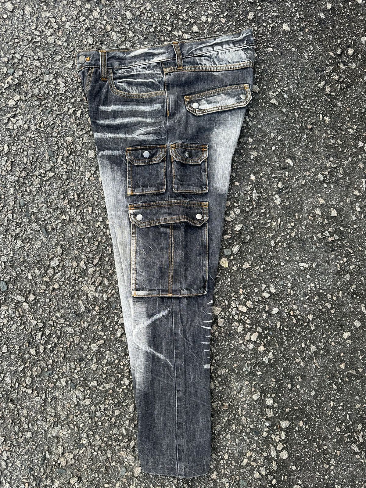 If Six Was Nine DENIM CARGO PANTS VOMANIE FADED VINTAGE Size US 30 / EU 46 - 14 Thumbnail