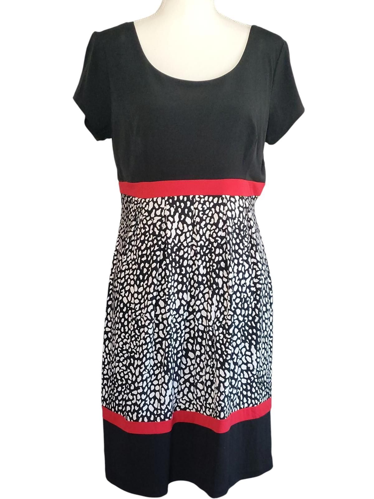 Other En Focus Studio Black & White Midi Dress with Red Accents Size XL / US 12-14 / IT 48-50 - 3 Thumbnail