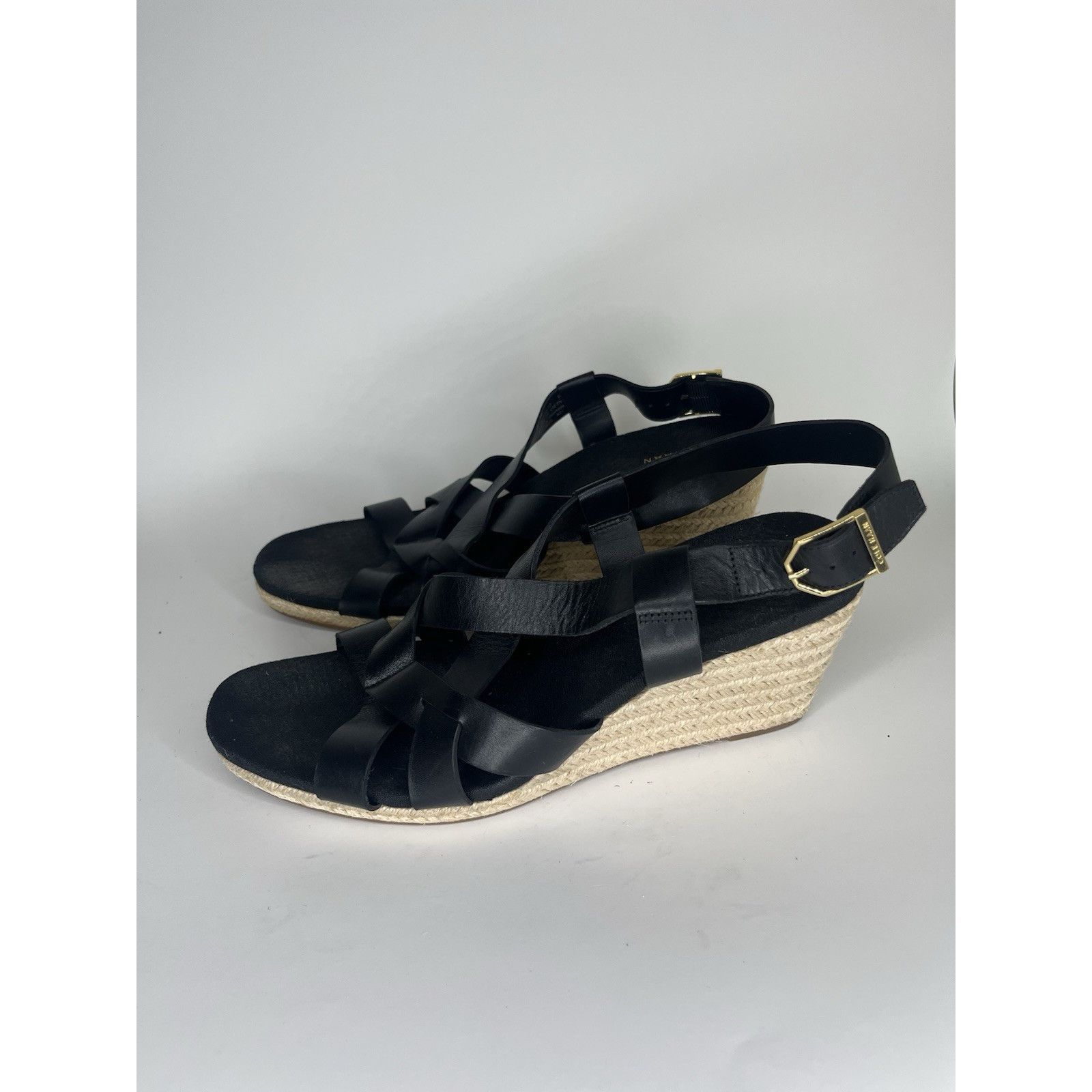 Cole Haan Cole Haan Black Leather Espadrille Wedge Strappy Sandals Wom Size US 9 / IT 39 - 9 Thumbnail