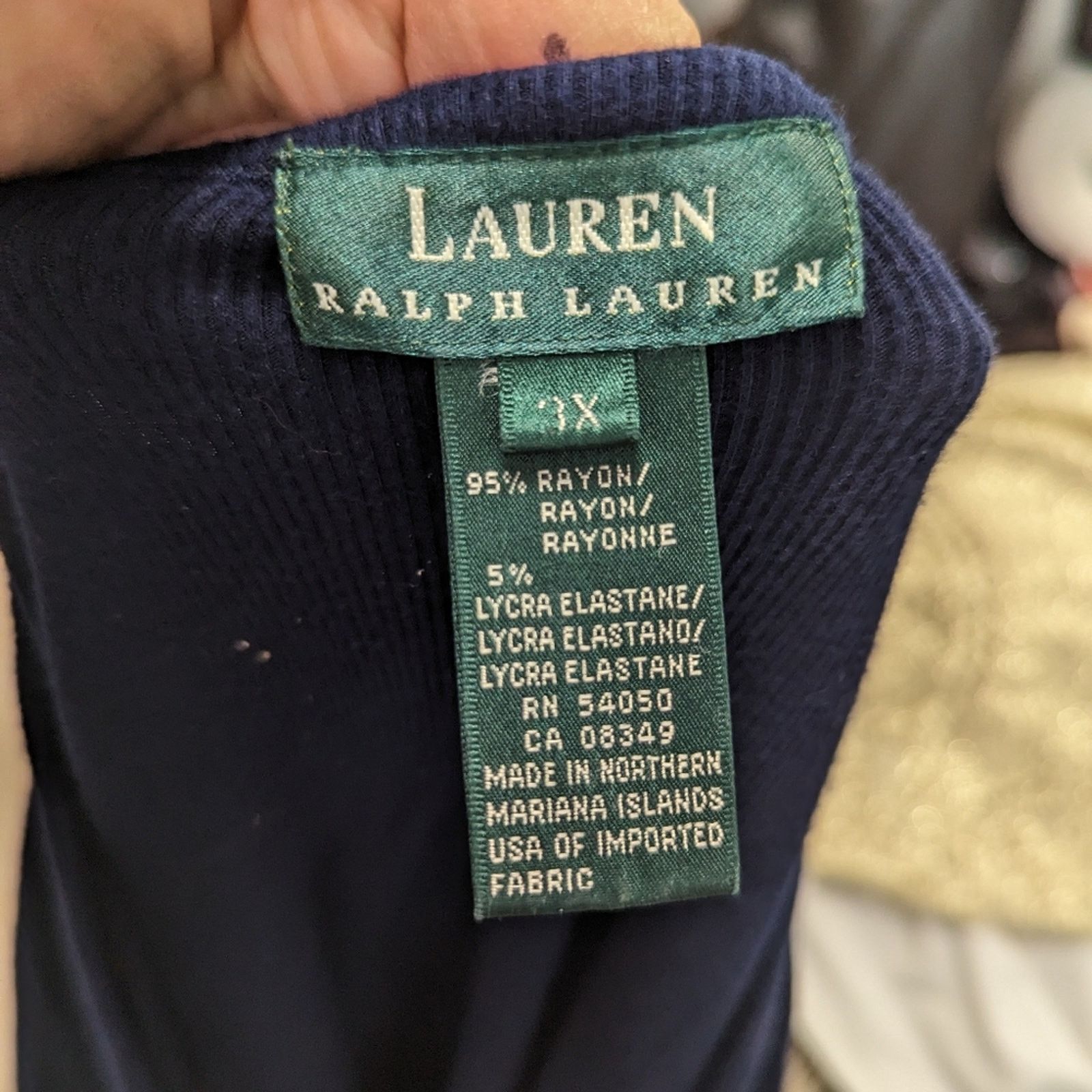 Lauren Ralph Lauren Lauren Ralph Lauren Ribbed V Neck Top - 3 XL Size 3XL / US 20-22 - 2 Thumbnail