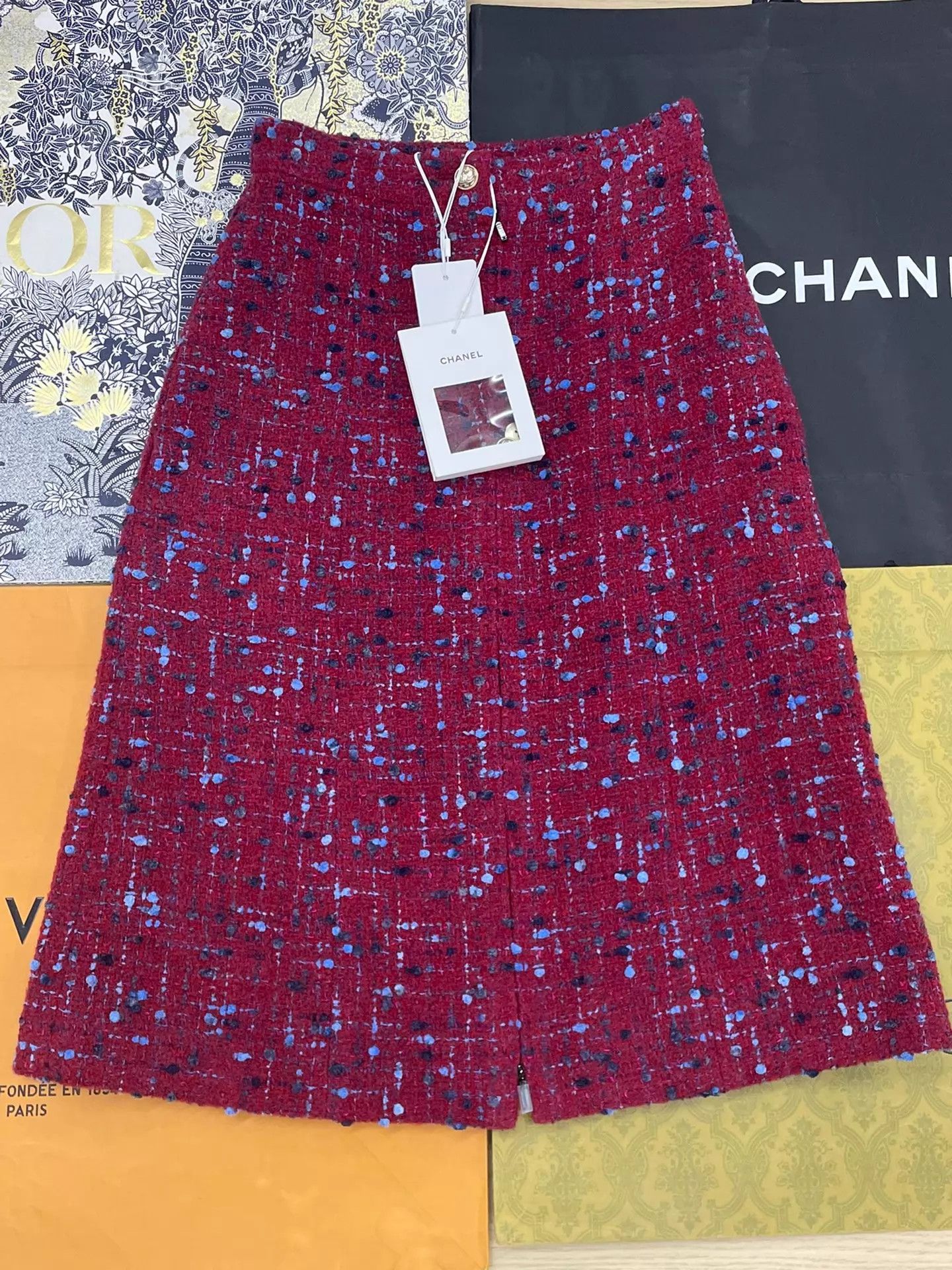 Chanel Chanel Equestrian Red Tweed Skirt Size 34 NWT Size 25" / US 0 / IT 36 - 1 Thumbnail