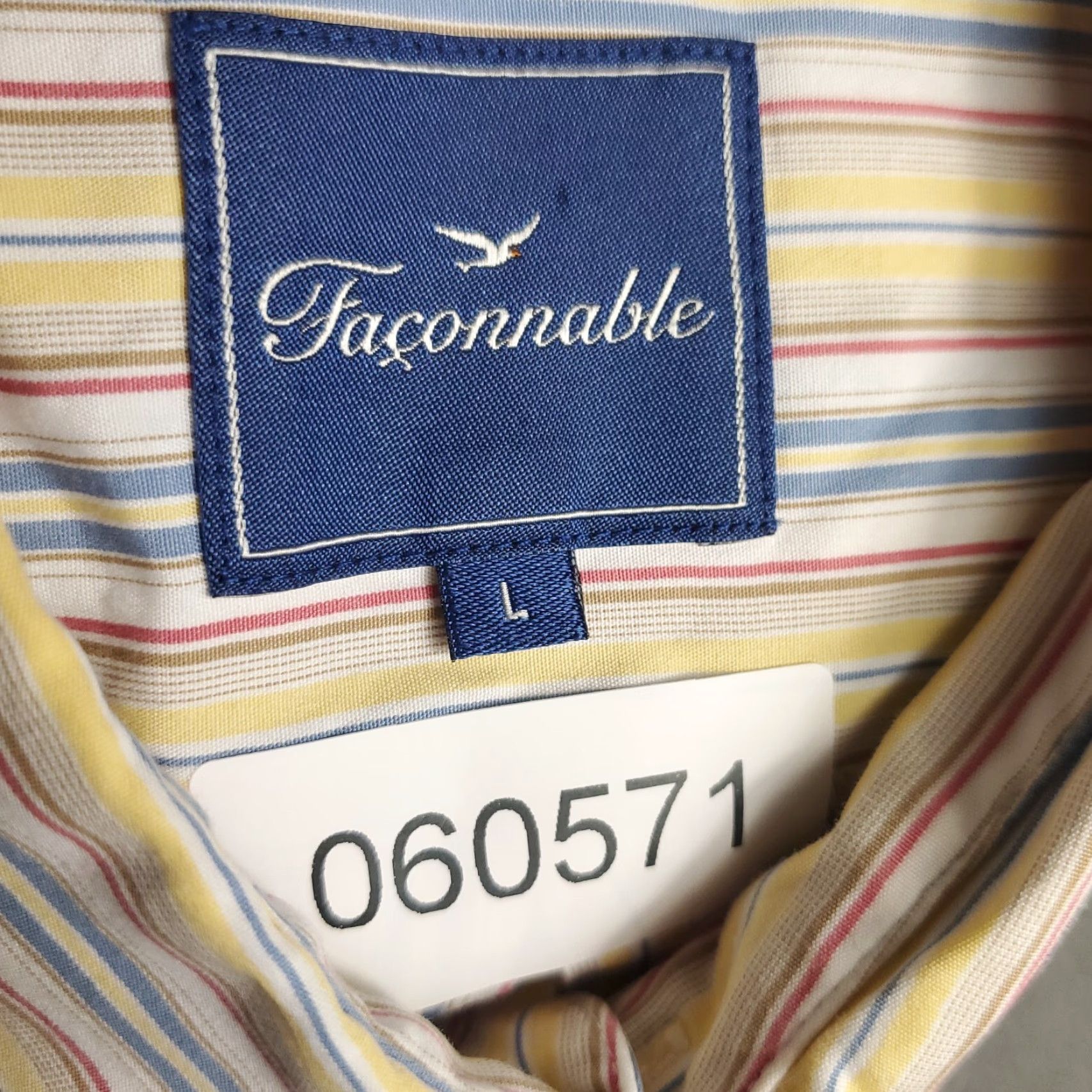 Faconnable Façonnable Yellow Striped Button-Up Shirt Adult Large Casual Short Sleeve Mens Size US L / EU 52-54 / 3 - 6 Thumbnail