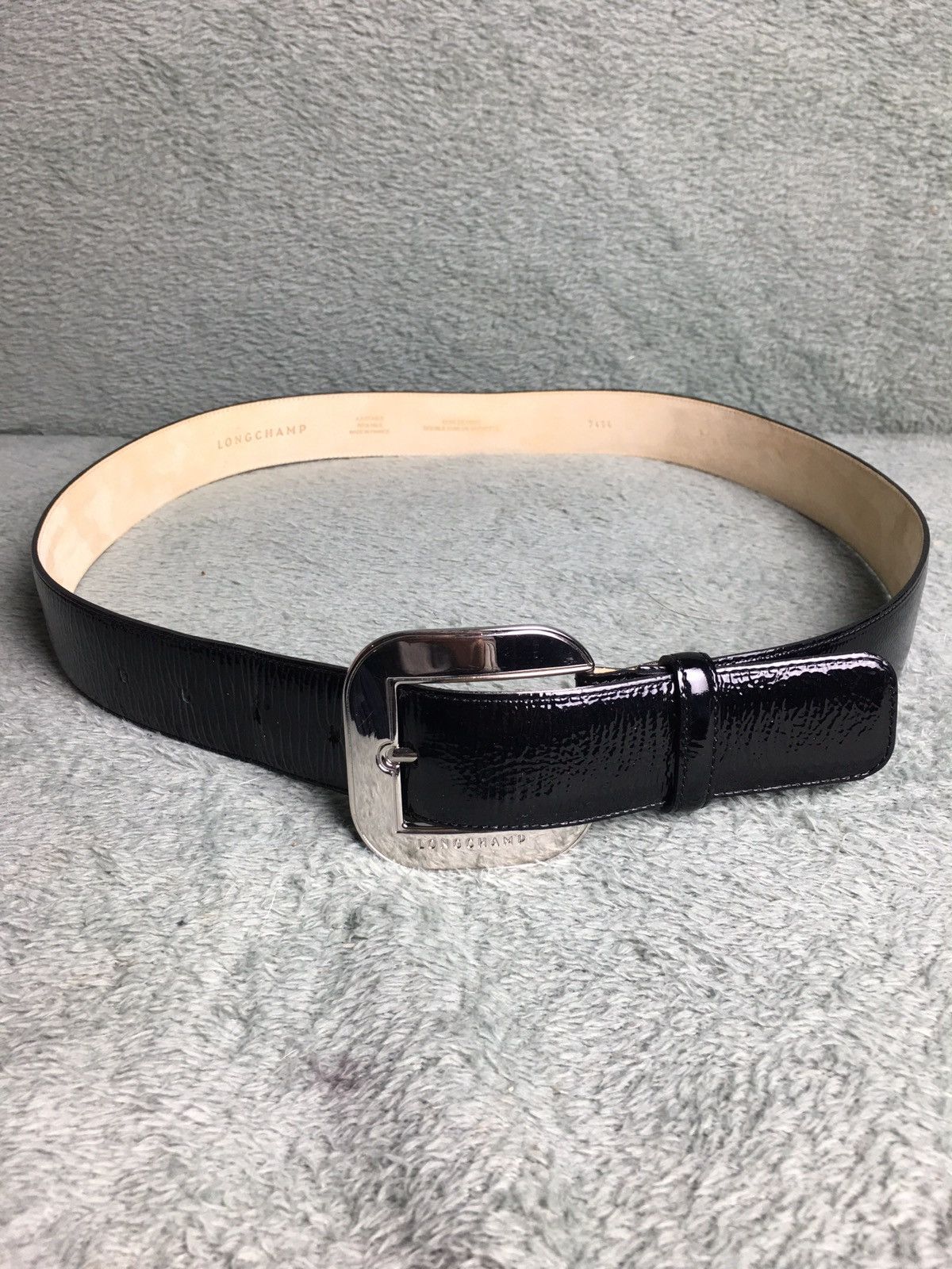 Longchamp LONGCHAMP Black Patent Leather Belt Designer France Size ONE SIZE - 5 Thumbnail