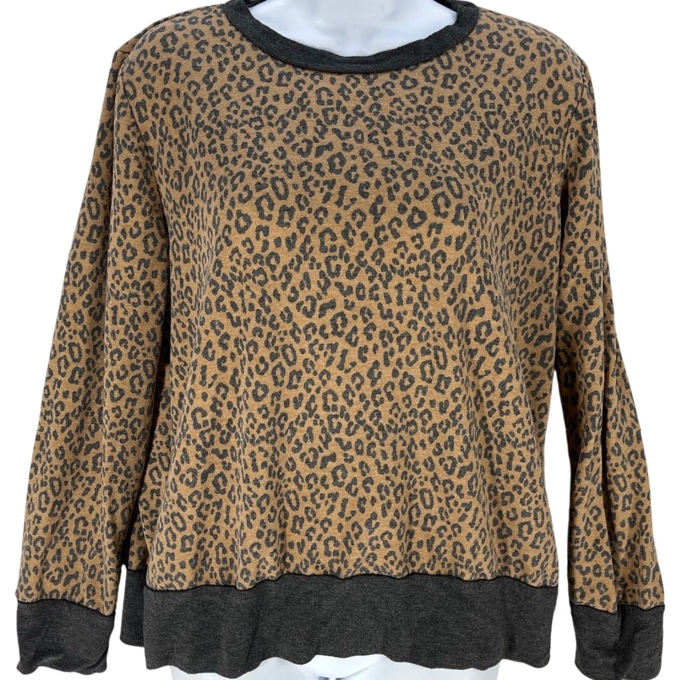 Vintage Kaileigh T-Shirt Women M Brown Gray Cheetah Print Long Sleeve Y2K Made in USA Size M / US 6-8 / IT 42-44 - 2 Thumbnail