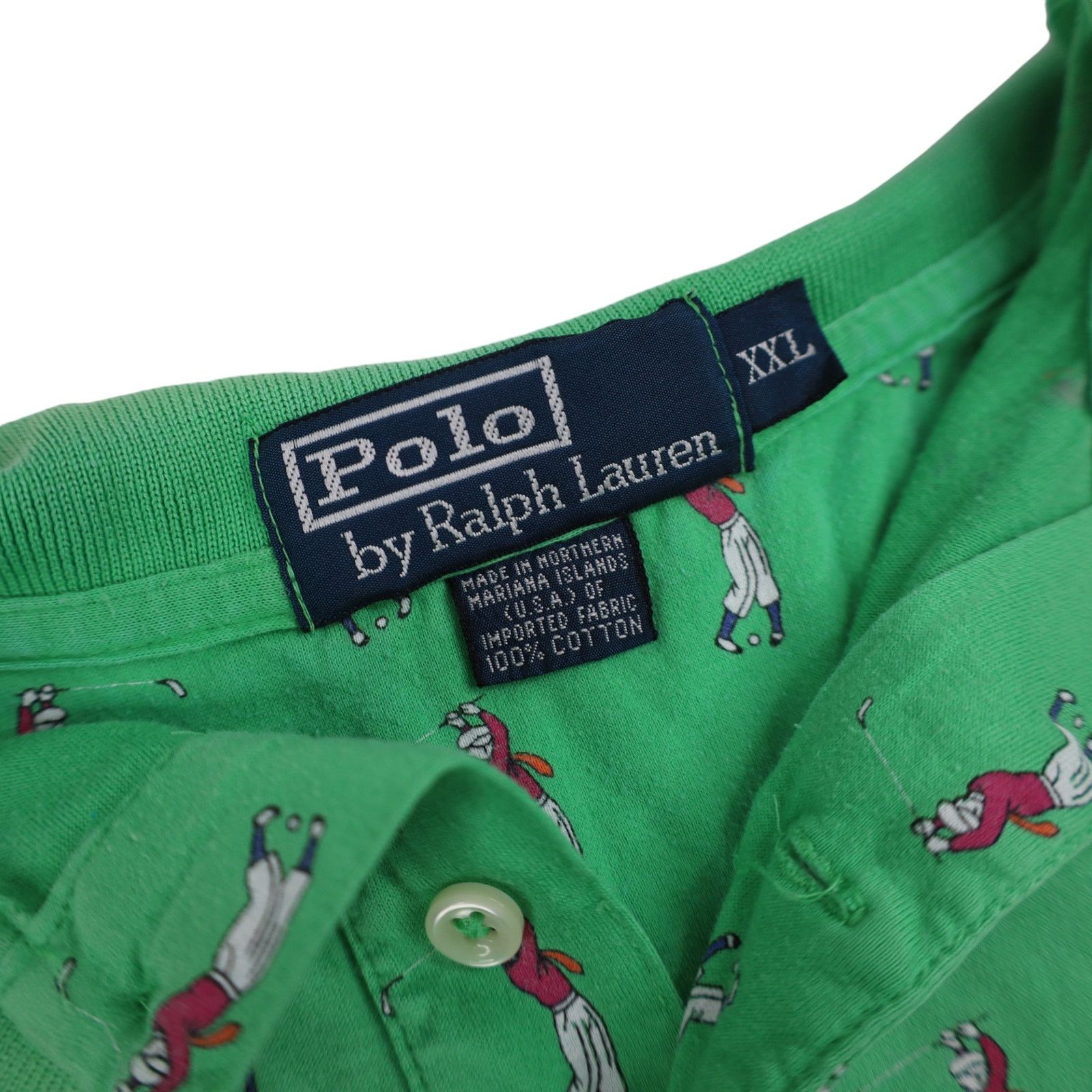 Polo Ralph Lauren × Vintage Vintage Polo Ralph Lauren Allover Golfer Print Polo Shirt Size US XXL / EU 58 / 5 - 6 Thumbnail