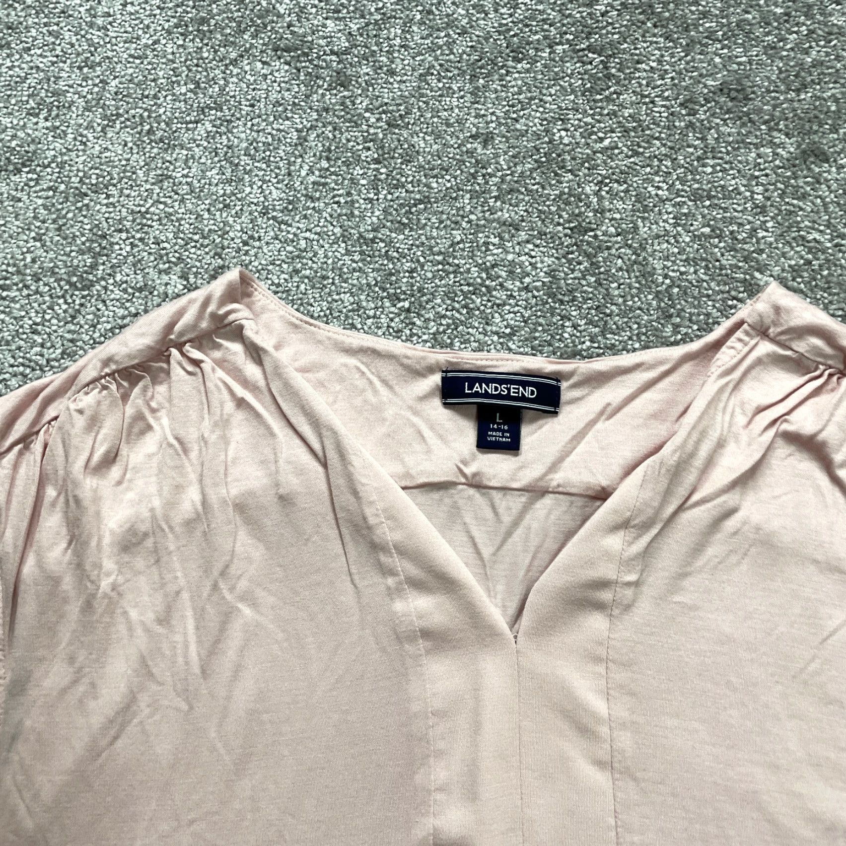 Lands' End Vintage Lands' End Tank Top Shirt Womens Large Casual Sleeveless Blouse Pink Rayon V-Neck Size L / US 10 / IT 46 - 2 Thumbnail