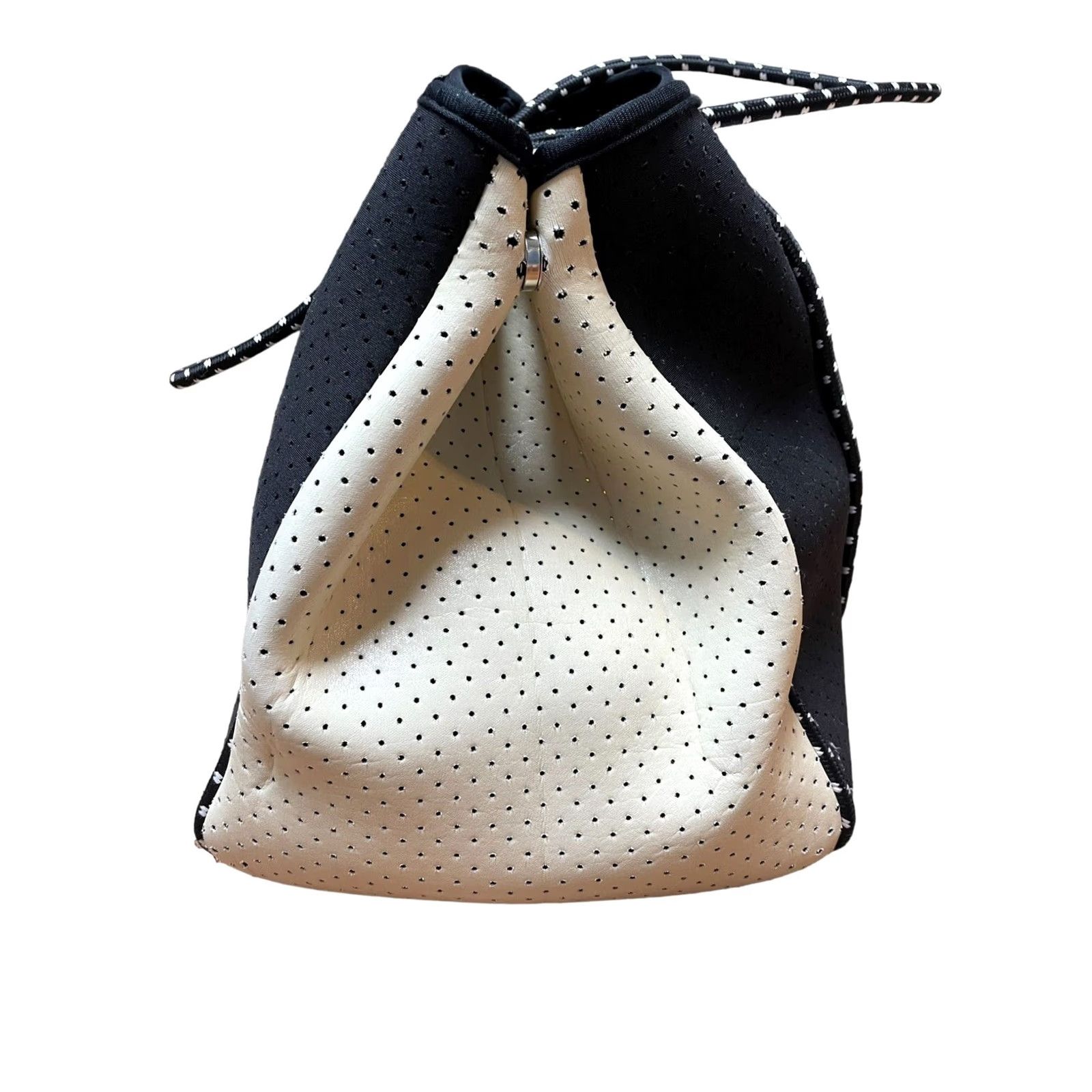 Parker Parker & Hyde Neoprene Tote Bag Black/White Women's Purse Shoulder/Handbag's Tote Bag 90s Womens Size ONE SIZE - 6 Thumbnail