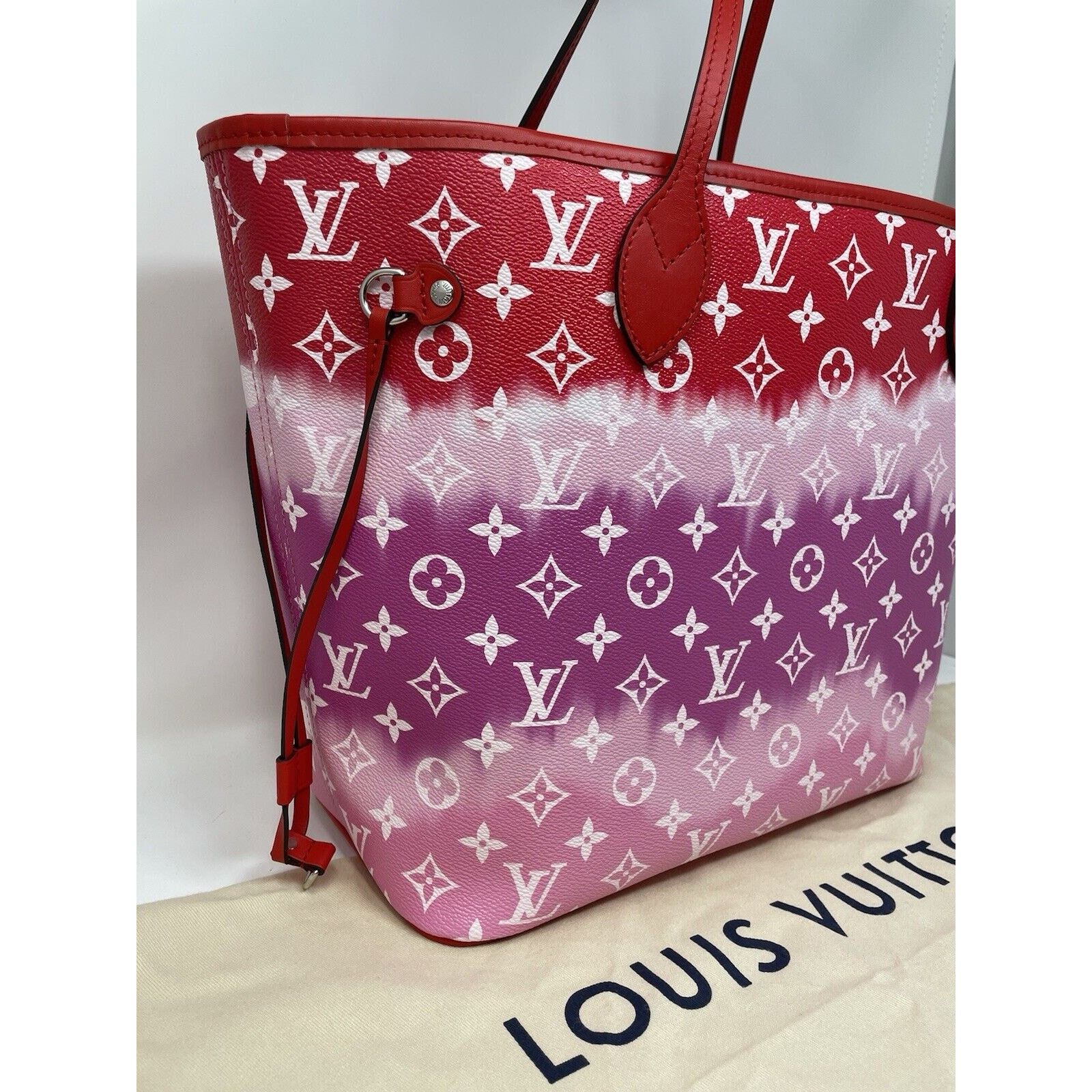 Louis Vuitton Louis Vuitton Neverfull Tote MM Pink/Red/White Canvas Size ONE SIZE - 7 Thumbnail