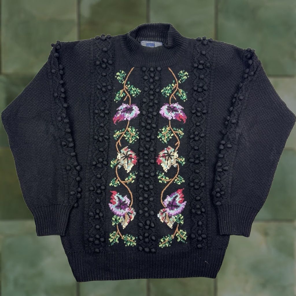 Vintage VINTAGE Herman Geist Sweater Womens Medium Flowers Floral Textured 90s Size M / US 6-8 / IT 42-44 - 1 Thumbnail