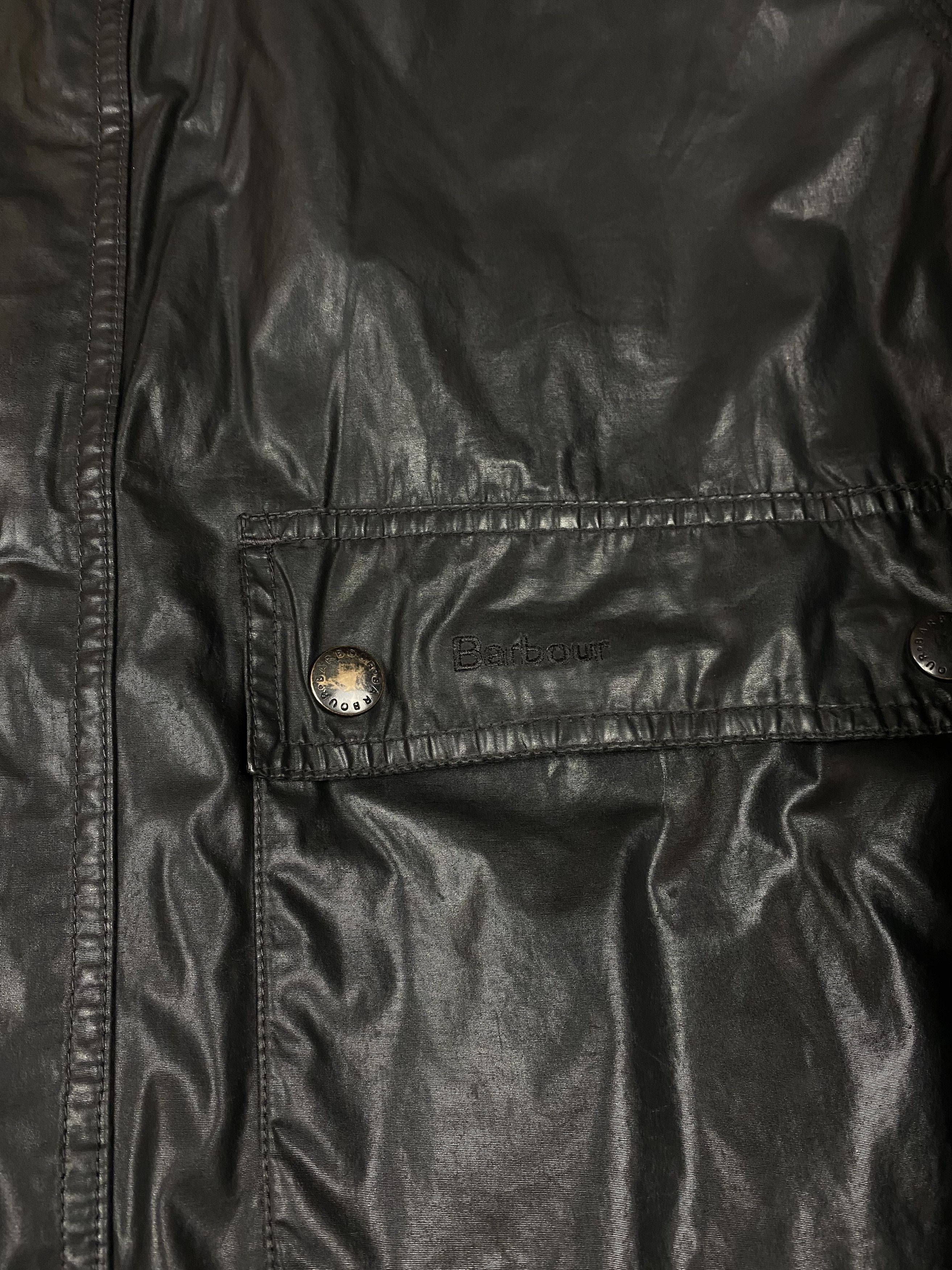 Barbour Vintage BARBOUR Super Rare Black Shining Biker Jacket M543 Size US XXL / EU 58 / 5 - 4 Thumbnail
