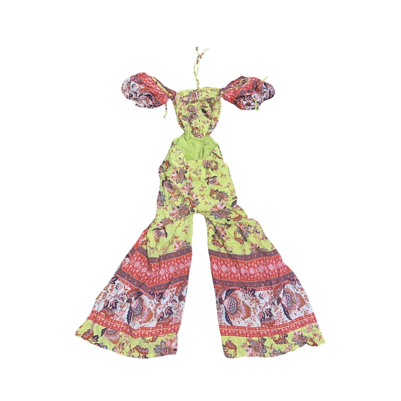 Free People Bali Citrus Skies One Piece Wide Leg Jumpsuit Floral Pockets Size 26" / US 2 / IT 38 - 3 Thumbnail