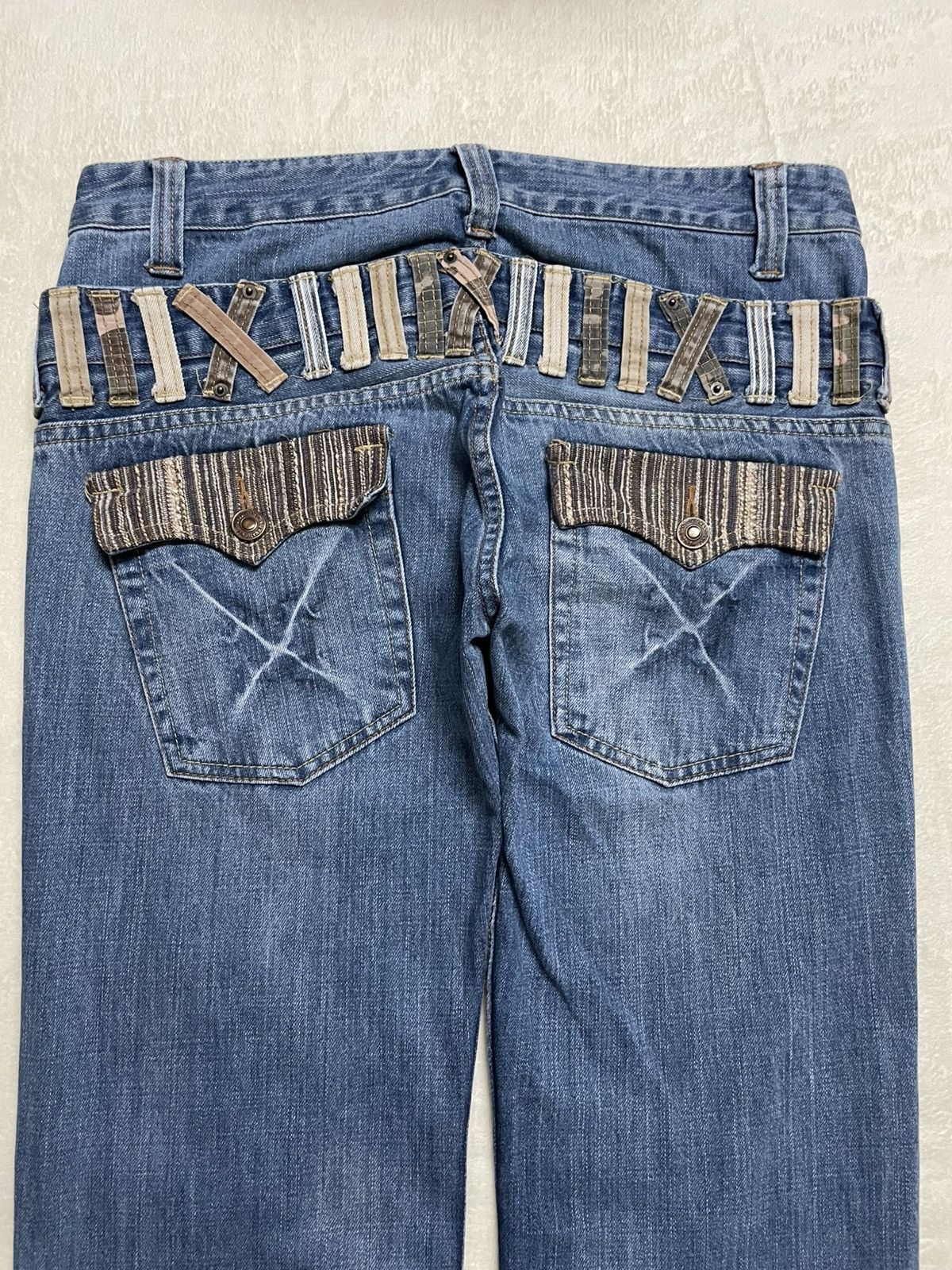 Japanese Brand Vintage Dominate Double Waist Mudwash Denim Jaens Size US 35 - 12 Thumbnail