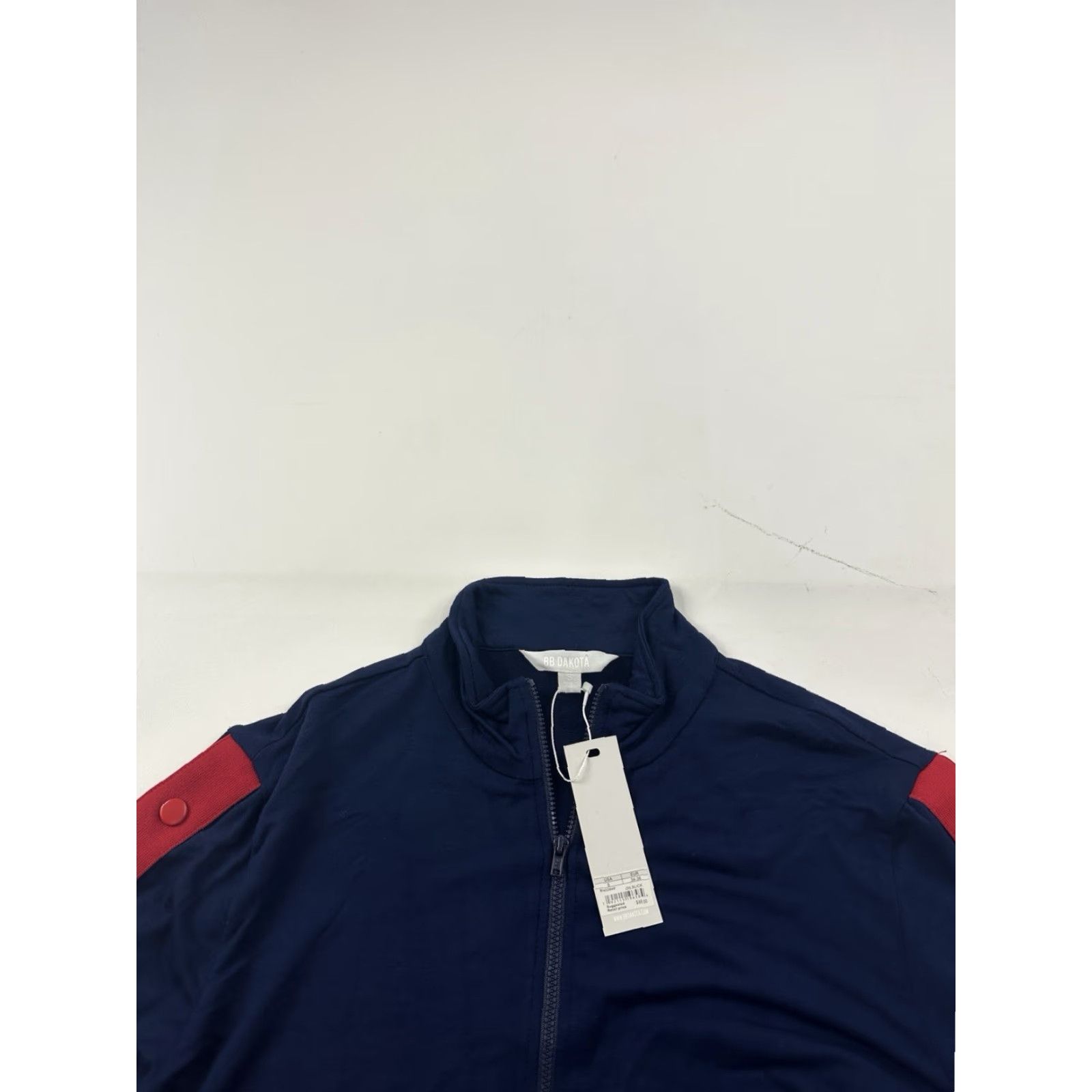 BB Dakota BB Dakota Jacket Womens Small Blue Sleeve Button Detail Full Zip Mock Neck Track Size S / US 4 / IT 40 - 2 Thumbnail