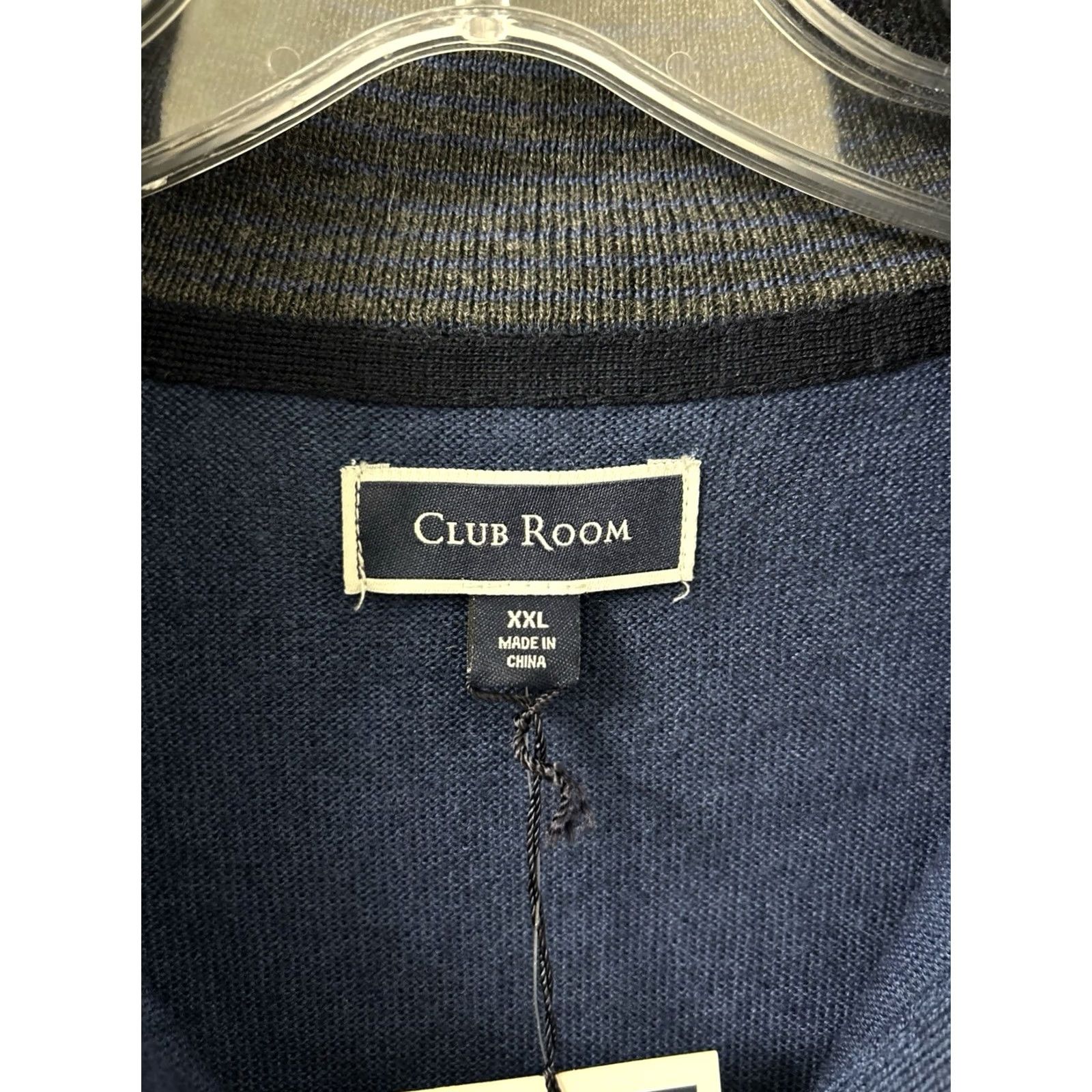 Club Room Club Room 2XL Blue Merino Wool Blend Knit Sweater Long Sleeve Mock Neck Full Zip NWT Mens Size US XXL / EU 58 / 5 - 6 Thumbnail