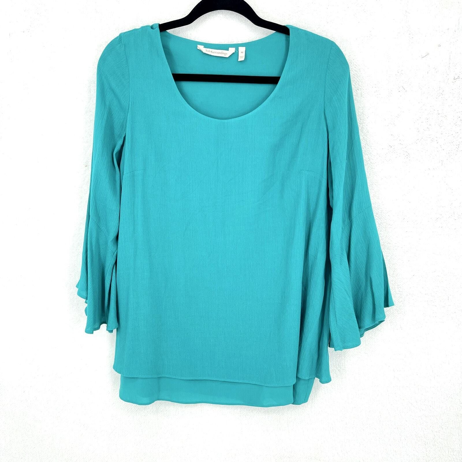 Other Soft Surroundings Top Size PS Blouse Bell Sleeve Turquoise Size S / US 4 / IT 40 - 1 Thumbnail