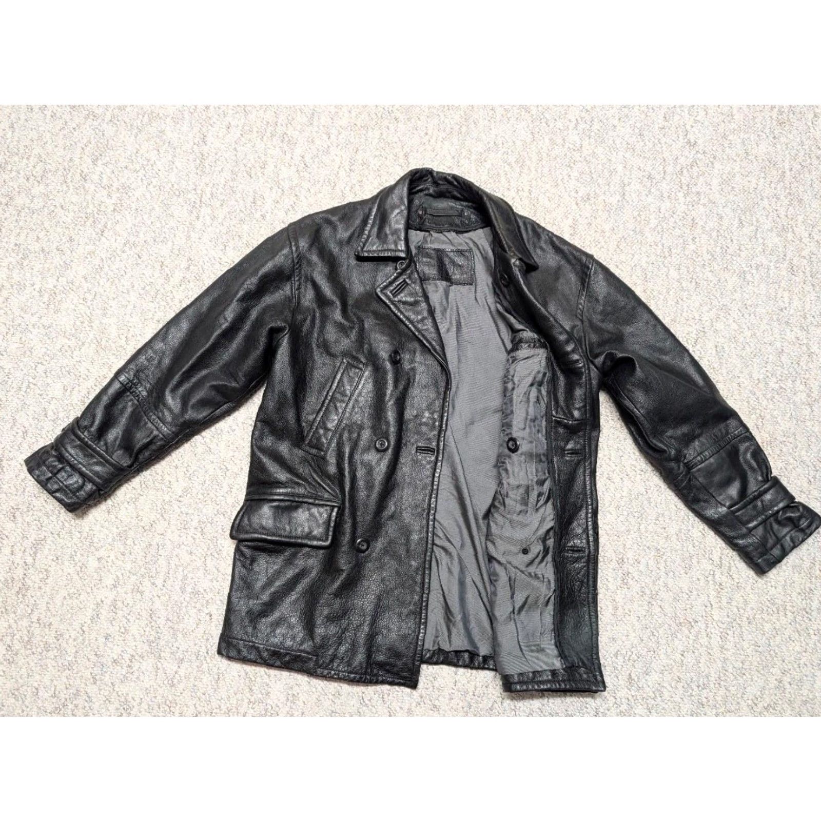 Doublet VINTAGE FIELD COAT leather MILITARY 1990s M black double breasted pea coat Men Chest 42 in Size US M / EU 48-50 / 2 - 5 Thumbnail
