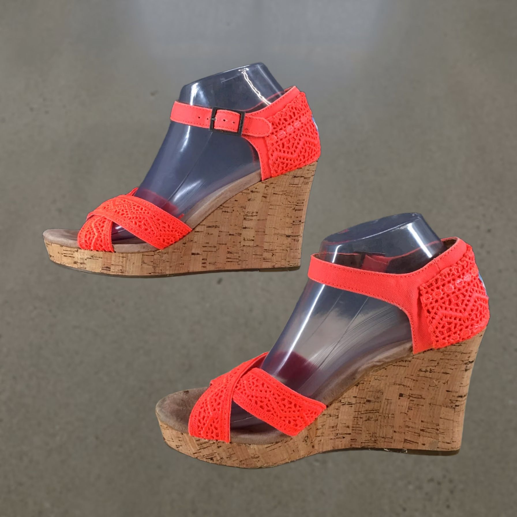 Toms Toms Sandals Womens 8.5 Ankle Strap Orange Buckle Casual Open Toe Wedge Heels Shirt Size US 9 / IT 39 - 1 Thumbnail