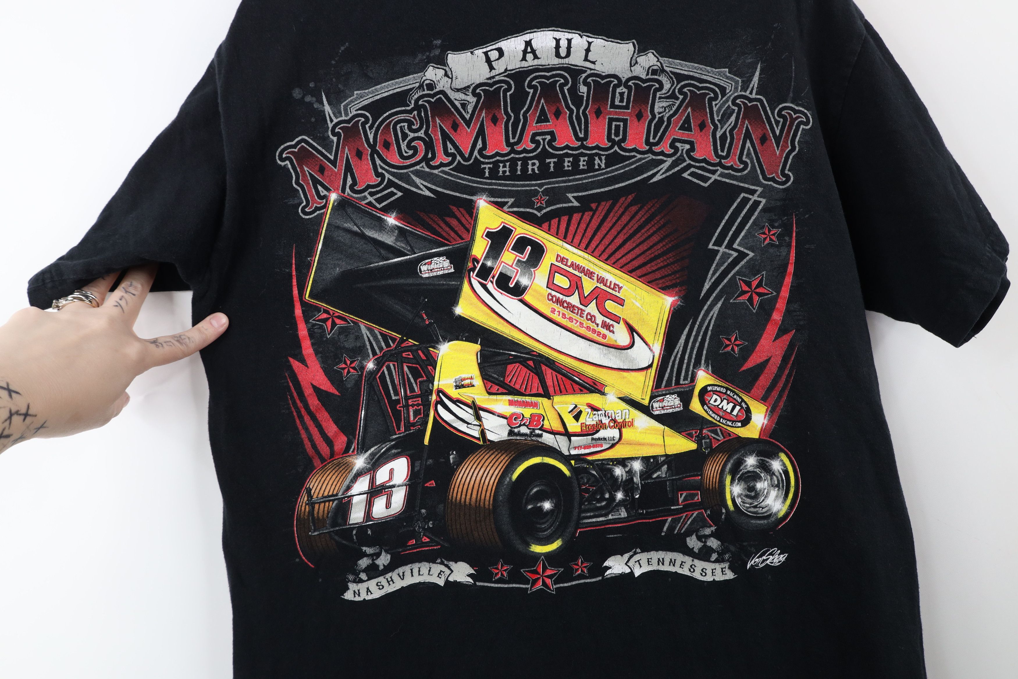 Vintage Vintage Y2K Streetwear Paul McMahan Racing T-Shirt Black Size US M / EU 48-50 / 2 - 10 Thumbnail