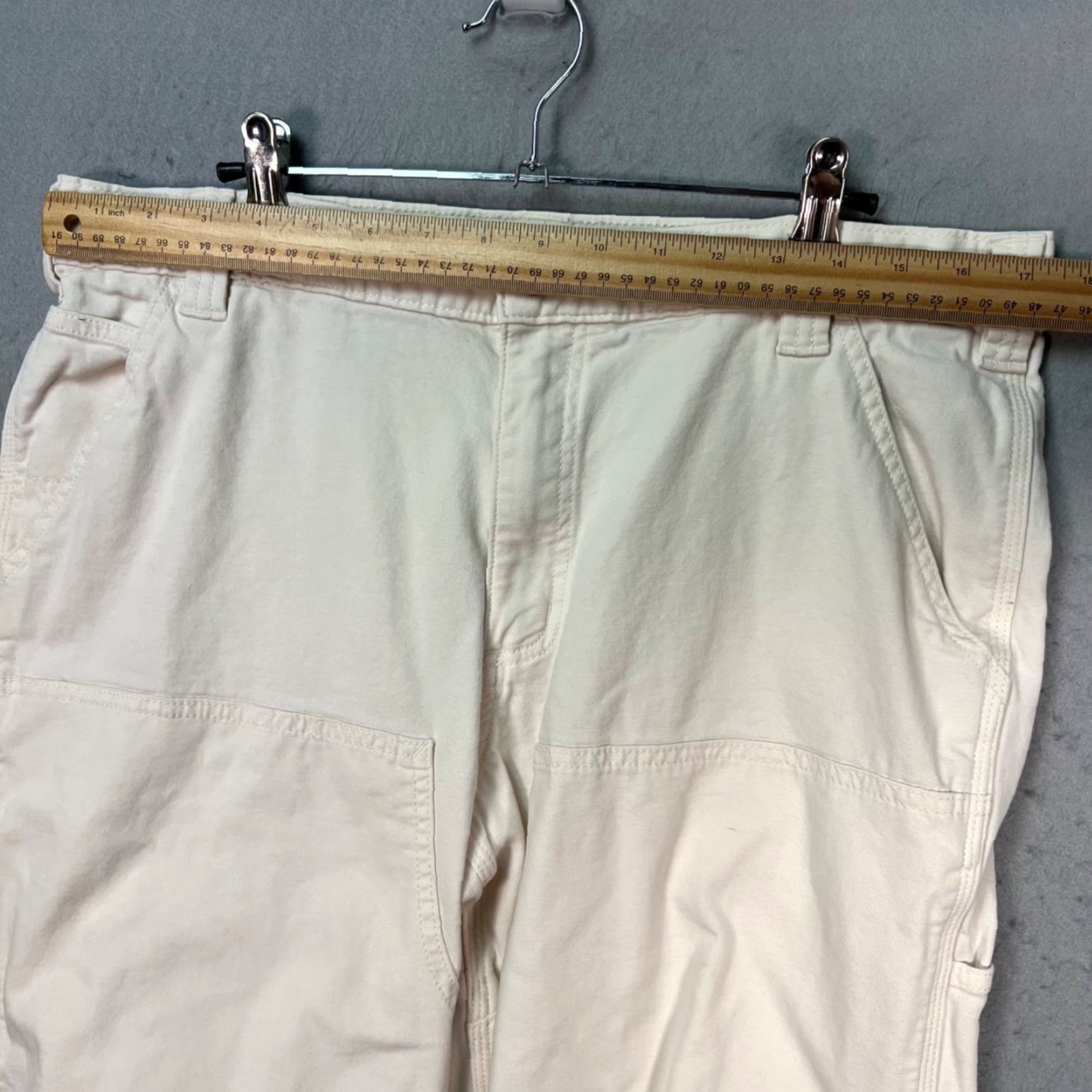 Carhartt VINTAGE Carhartt Relaxed Fit Pants Mens 36 x 25 Off-White Cotton Blend Frayed Hem Work Pants Size US 36 / EU 52 - 5 Thumbnail