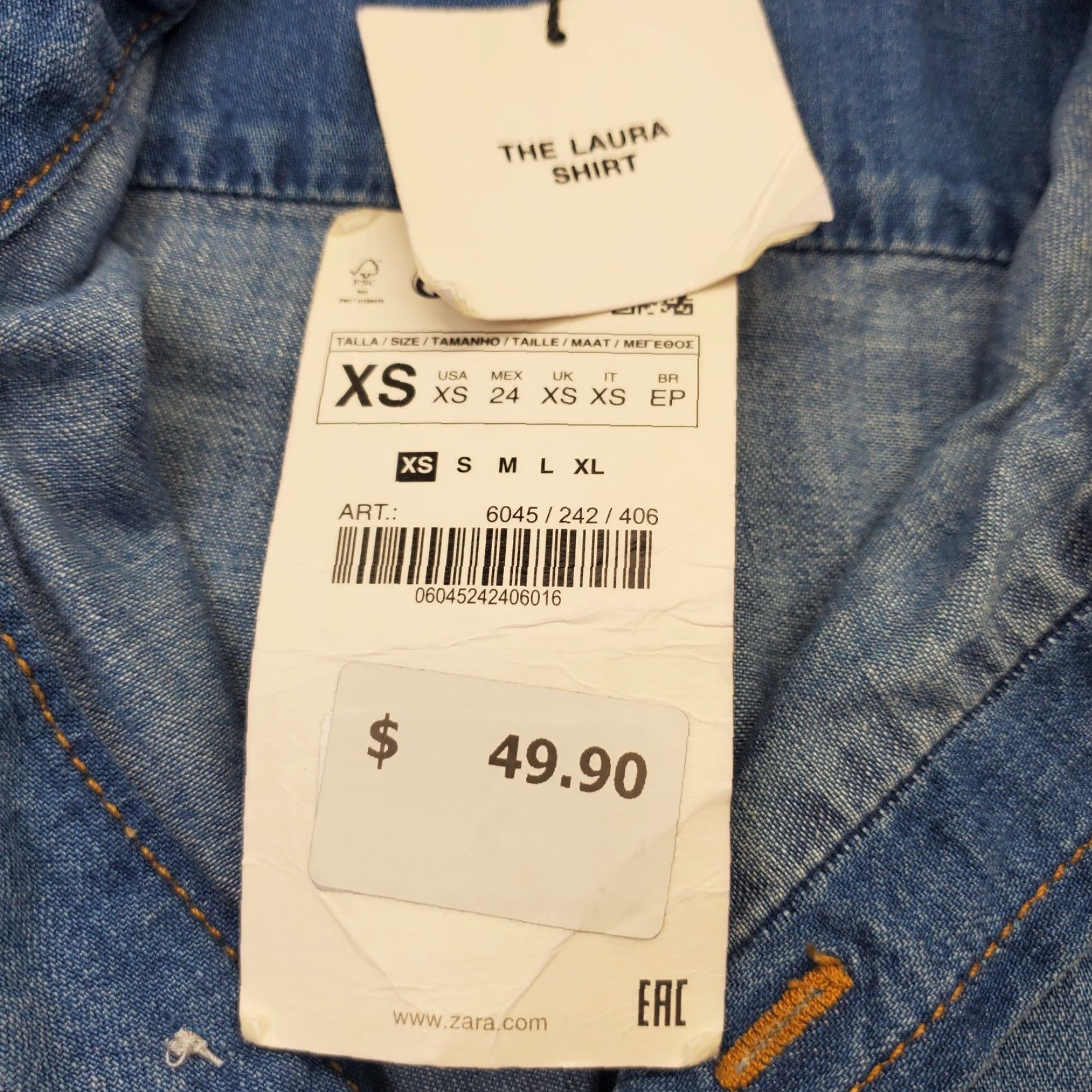 Zara Zara Casual Shirt Mens XS Blue Denim Relaxed Fit Long-Sleeve Button Up Size US XS / EU 42 / 0 - 8 Thumbnail