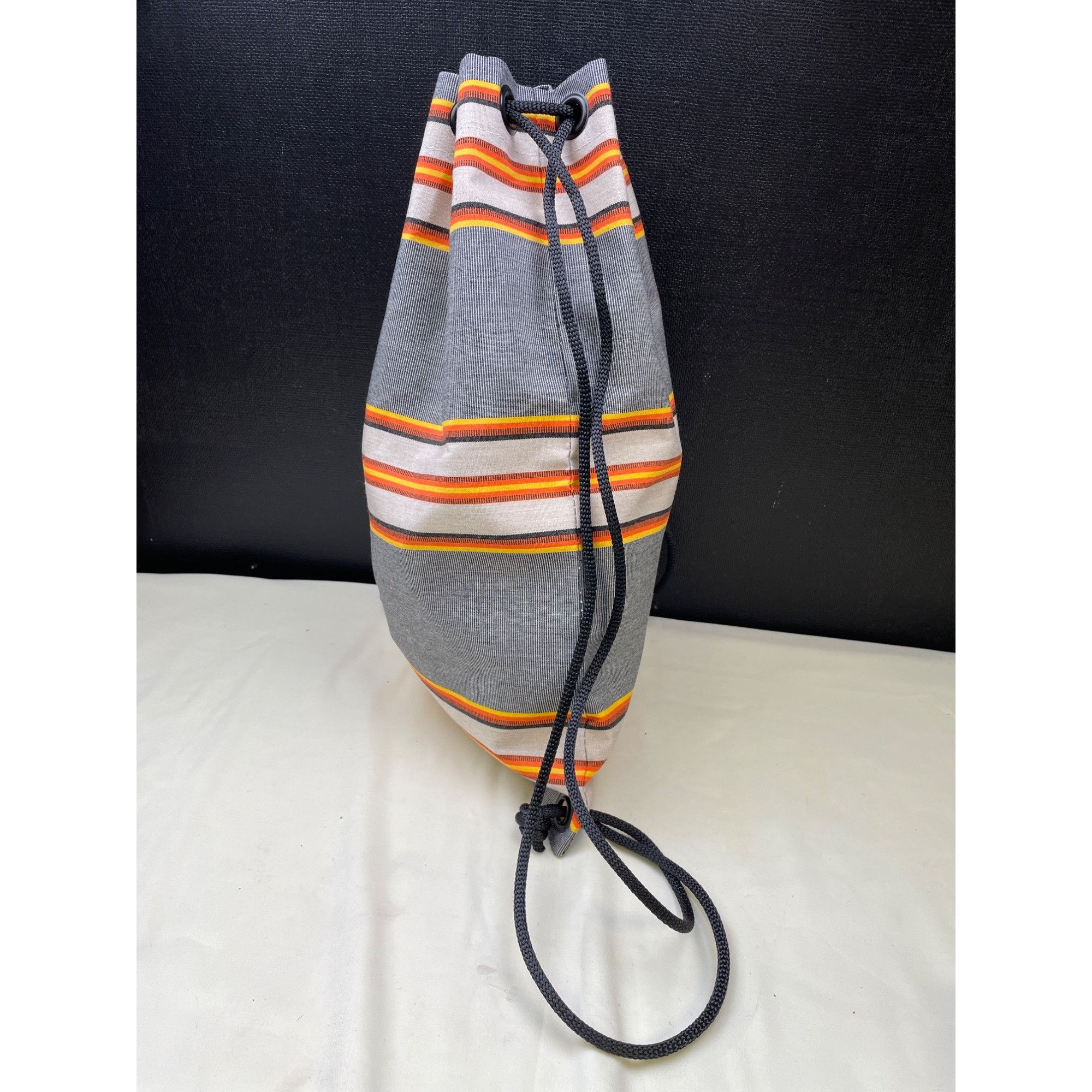 Other Unisex Draw String Back Pack Gray/Orange Water & Fade resist Size ONE SIZE - 3 Thumbnail