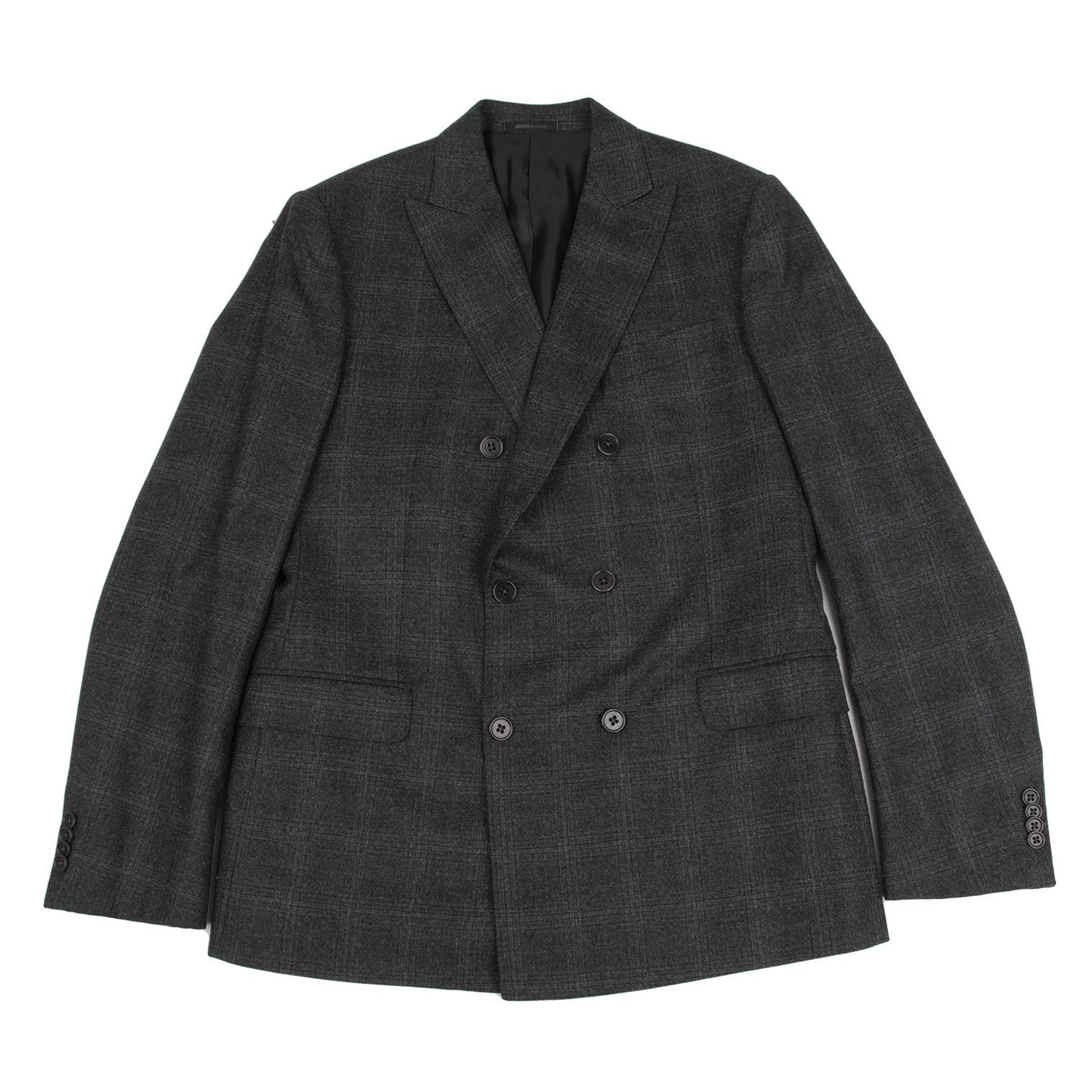 Armani Collezioni Wool Glen Check Suit Set in Charcoal Navy Size US XXS / EU 40 - 2 Thumbnail