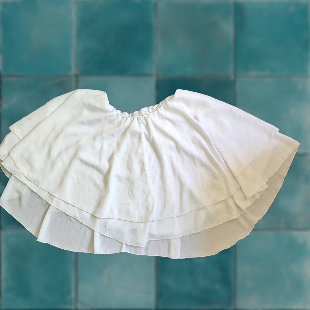 Vintage Lyaner Women's White Layered Skirt Short L Regular XS? (Wait) Size 36" / US 14 / IT 50 - 1 Thumbnail
