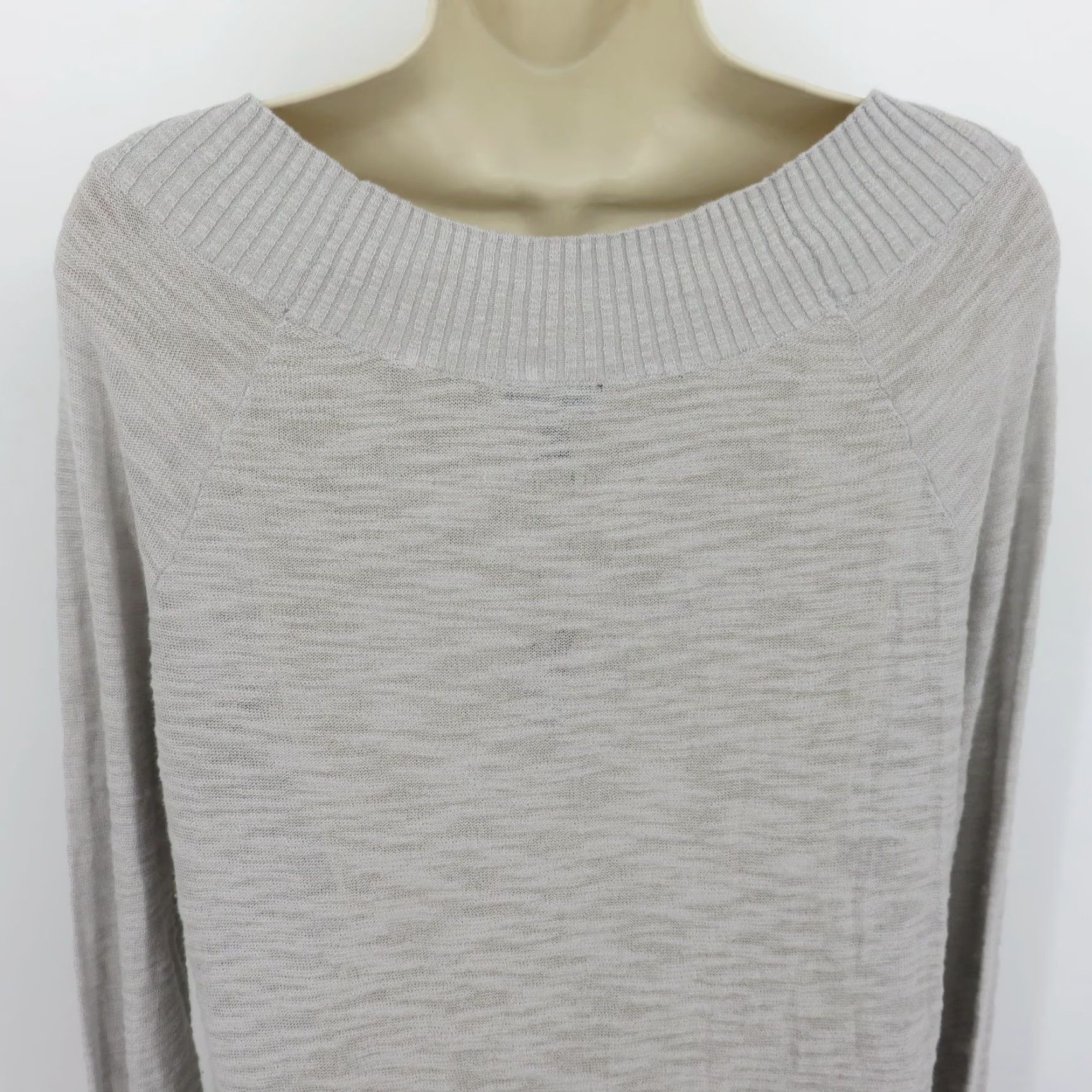 Express Express Women Large Ribbed Gray Burnout Long Sleeve Pullover Sweater NEW Size L / US 10 / IT 46 - 6 Thumbnail