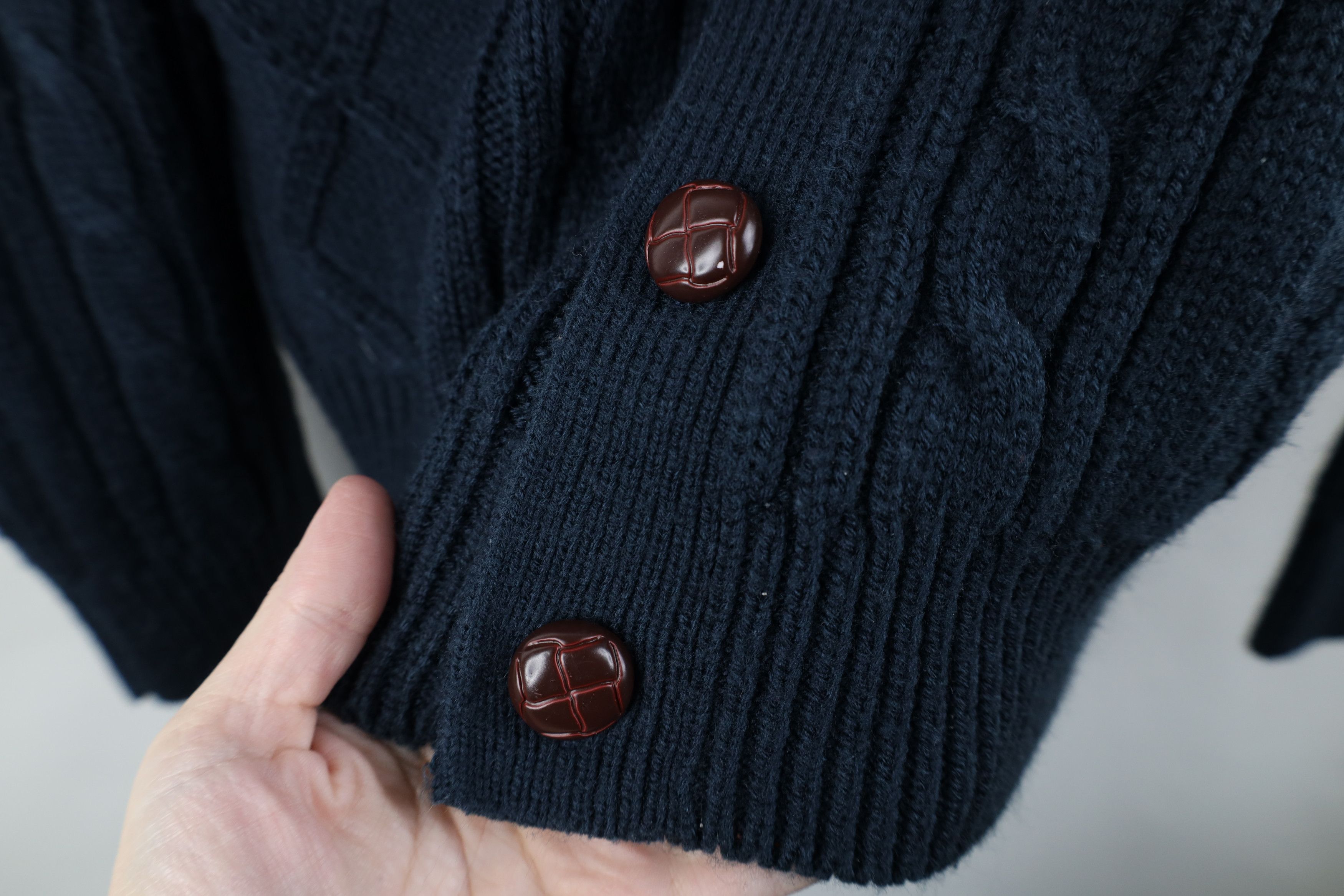 Vintage Vintage 90s Streetwear Cable Knit Fisherman Cardigan Sweater Size US L / EU 52-54 / 3 - 5 Thumbnail