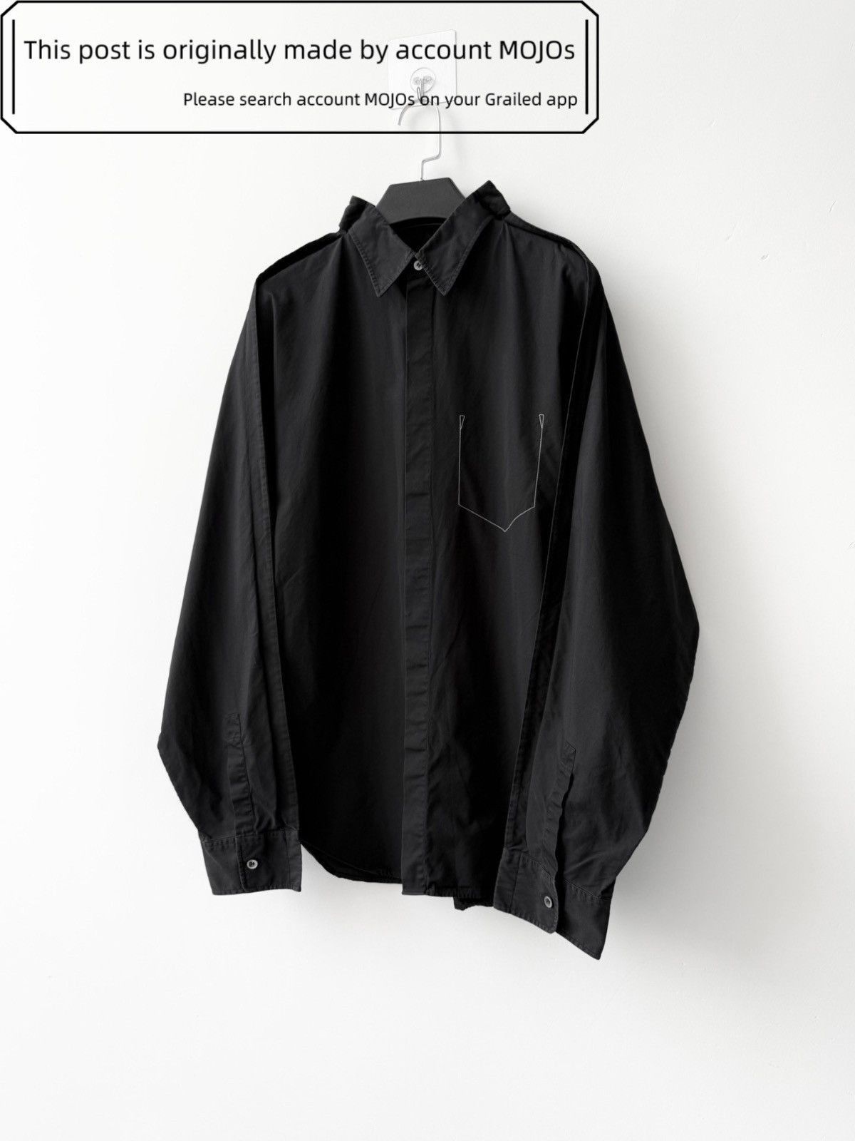 Maison Margiela Sz 38 Maison Margiela 19AW White Stitch Pocket Black Shirt Size US M / EU 48-50 / 2 - 2 Thumbnail