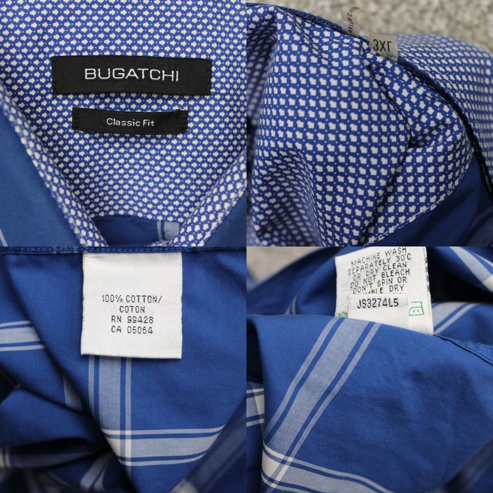 BUGATCHI Bugatchi Uomo Shirt Men 3XL Blue Classic Fit Button-Up Long Sleeve Cotton Shirt Size US XXL / EU 58 / 5 - 8 Thumbnail