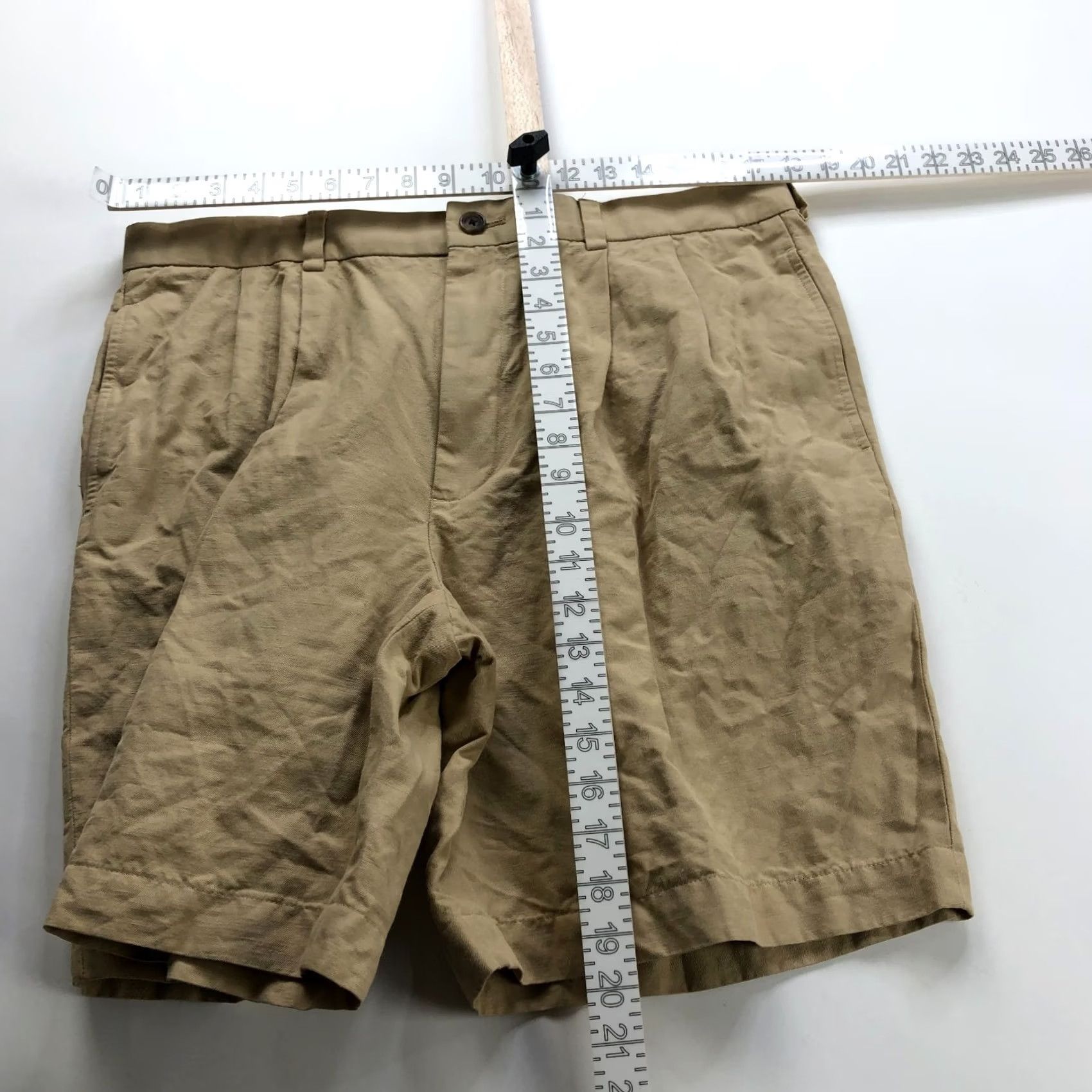 Brooks Brothers Brooks Brothers 37 (Fit 36In) Linen Cotton Pleated Chino 9" Shorts Beige Mens Regular 9" Inseam Pockets Belt Loops Front Pleated Read Size US 37 - 2 Thumbnail