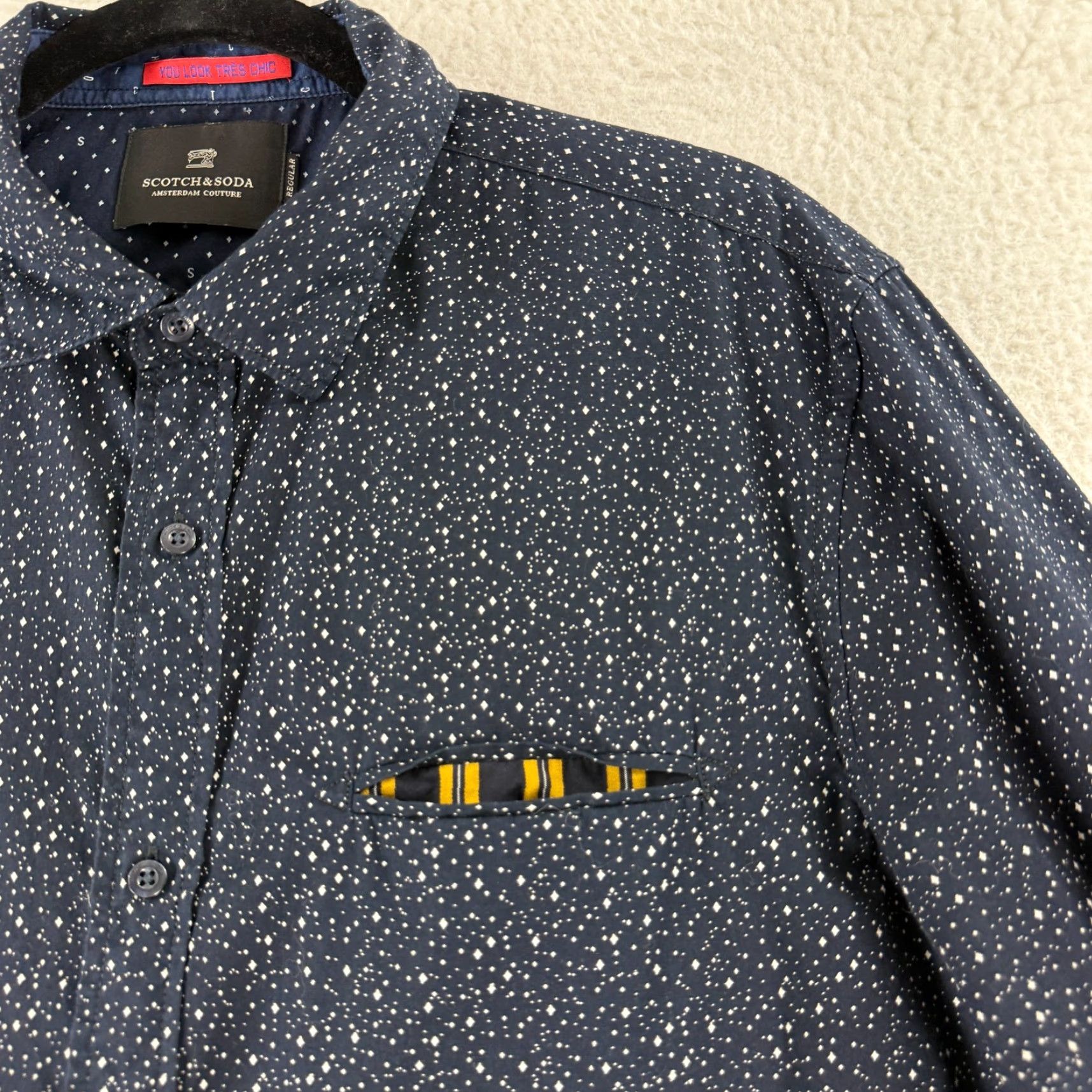 Scotch & Soda Scotch & Soda Button-Up Shirt Mens L Blue Stardust Long Sleeve 100% Cotton Size US L / EU 52-54 / 3 - 7 Thumbnail