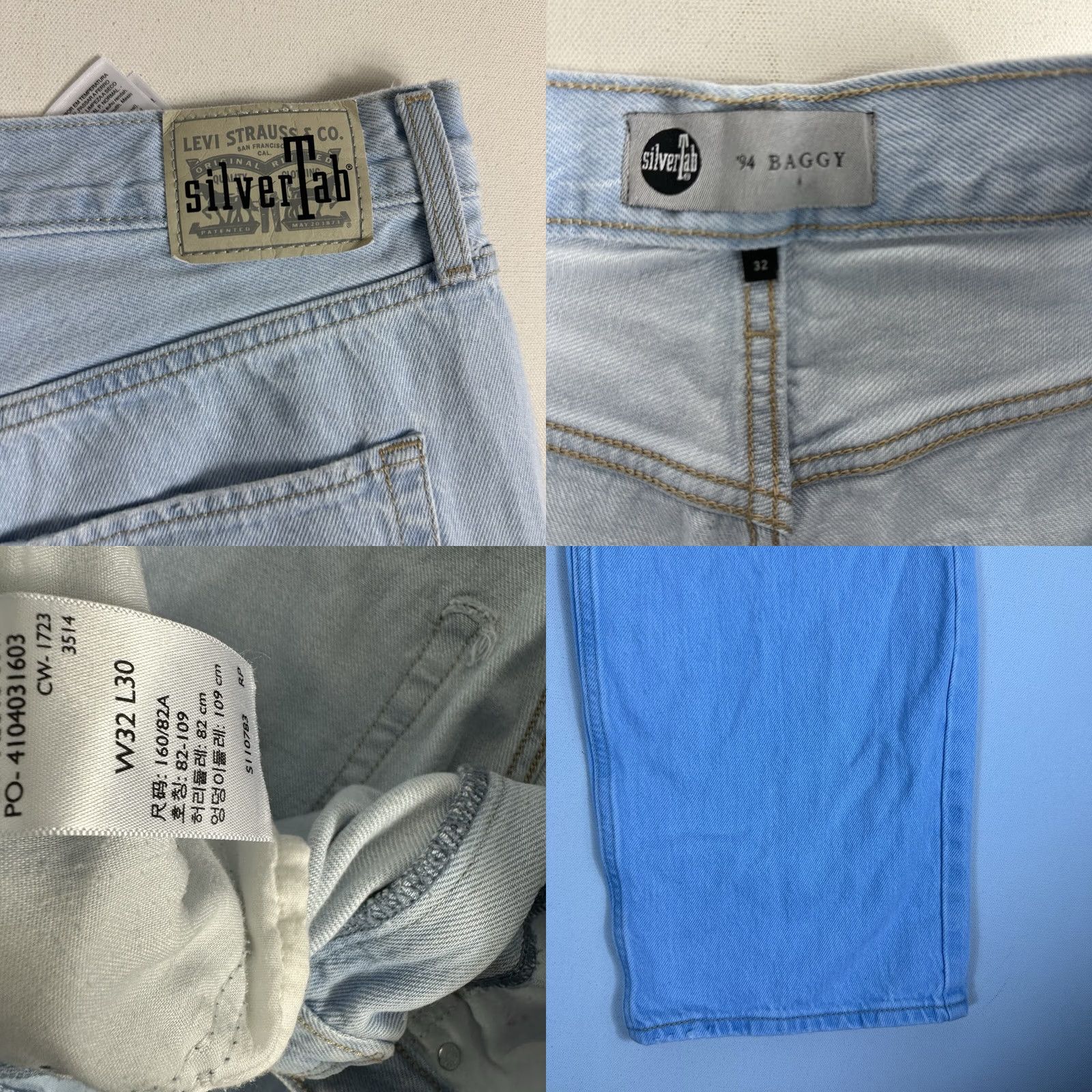 Levi's Levi's SilverTab '94 Baggy Skater Jeans Mens 32x30 Light Distressed 100% Cotton Blue Denim Shirt? Size US 32 / EU 48 - 8 Thumbnail