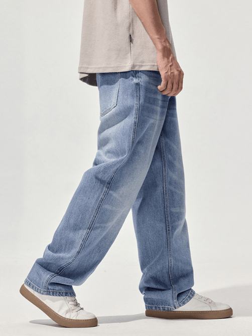 Japanese Brand × Jean Vintage washed light blue distressed all-match loose jeans Size US 32 / EU 48 - 3 Thumbnail