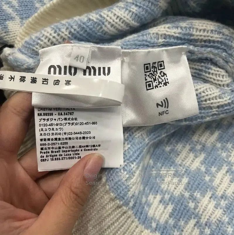 Miu Miu Miu Miu Blue Wool Women's Cardigan . Size L / US 10 / IT 46 - 4 Thumbnail